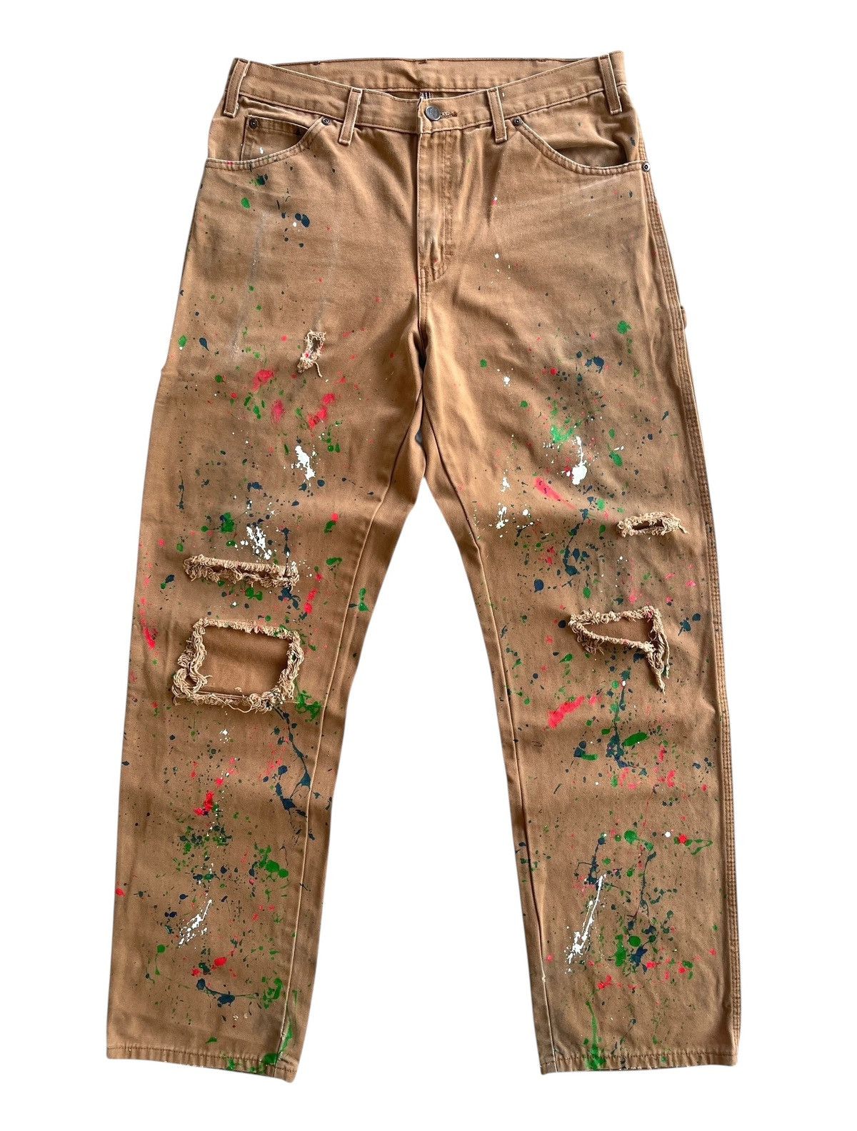 Vintage Dickies Paint Splatter Duck Fabric Distressed Carpenter Size US 33 - 1 Thumbnail