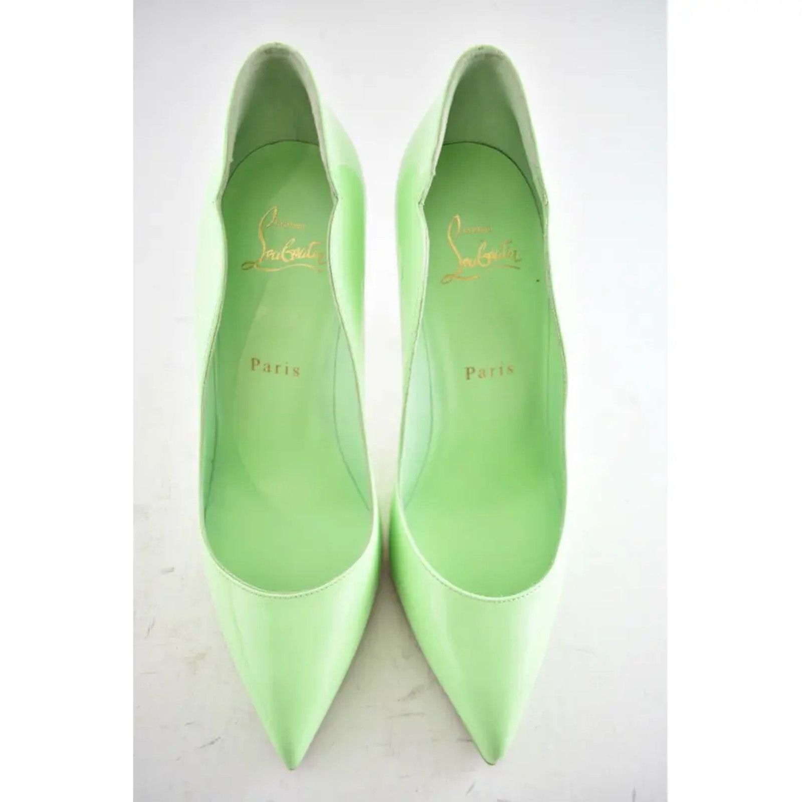 Christian Louboutin Hot Chick 100 Tropique Green Patent Leather Heel Pump 39 Size US 9 / IT 39 - 7 Thumbnail