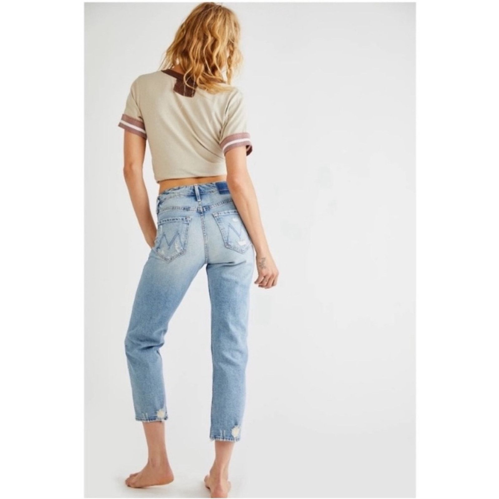 MOTHER MOTHER $258 The Tomcat Distressed Straight Leg Jeans size 32 Size 32" / US 10 / IT 46 - 3 Thumbnail