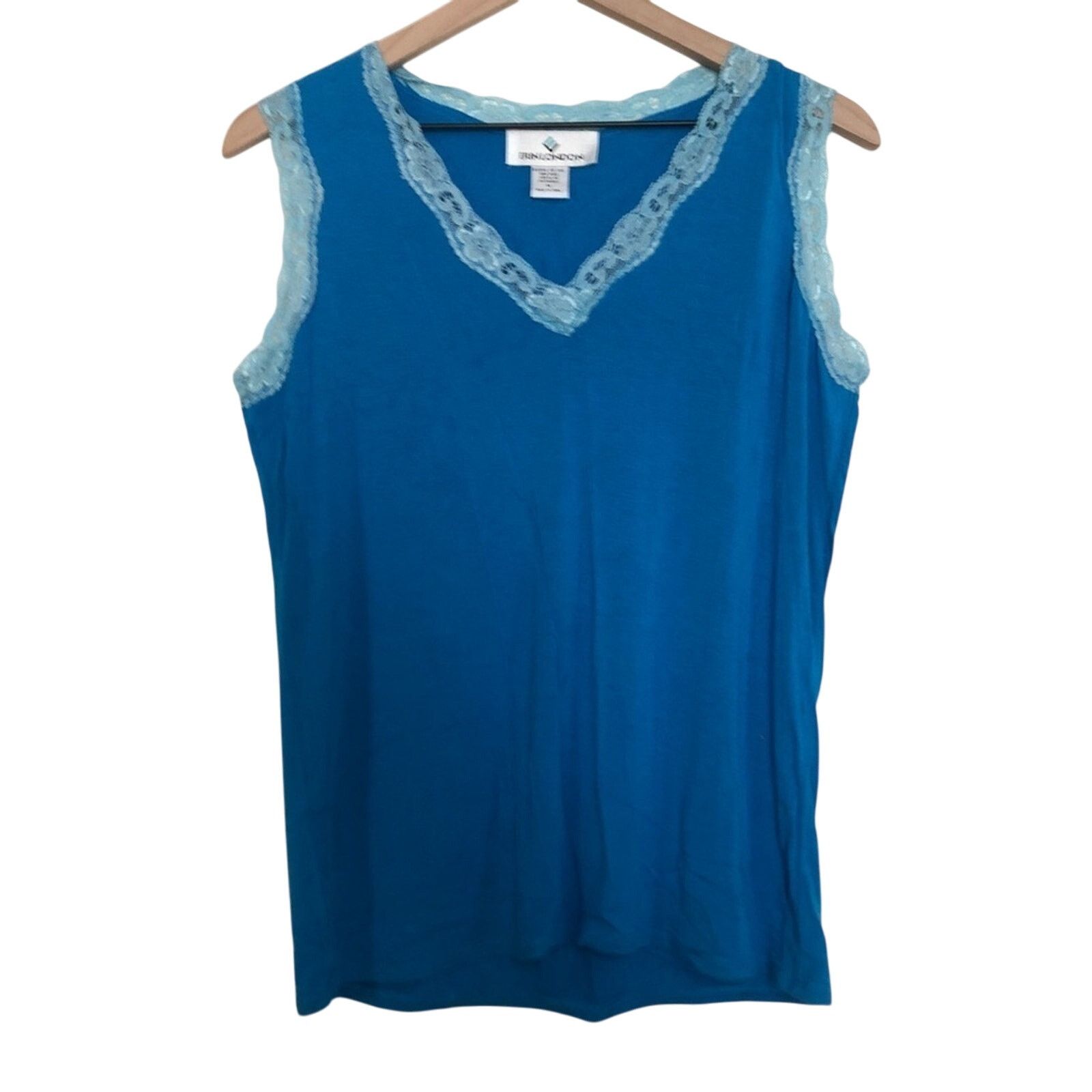 Other Vintage Y2K Blue Lace Trim V-Neck Sleeveless Tank Top Shirt Size M / US 6-8 / IT 42-44 - 1 Thumbnail