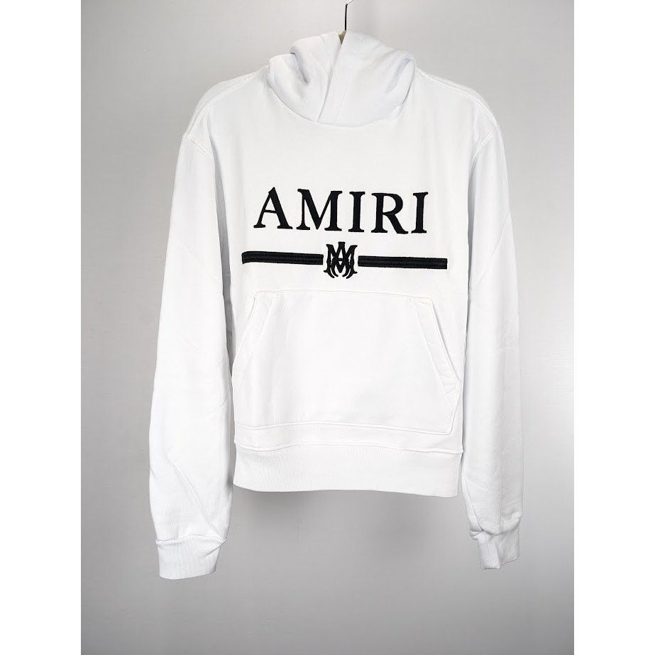 Amiri o1rshd1 MA Bar Embroidery Hoodie in White Size US S / EU 44-46 / 1 - 3 Thumbnail