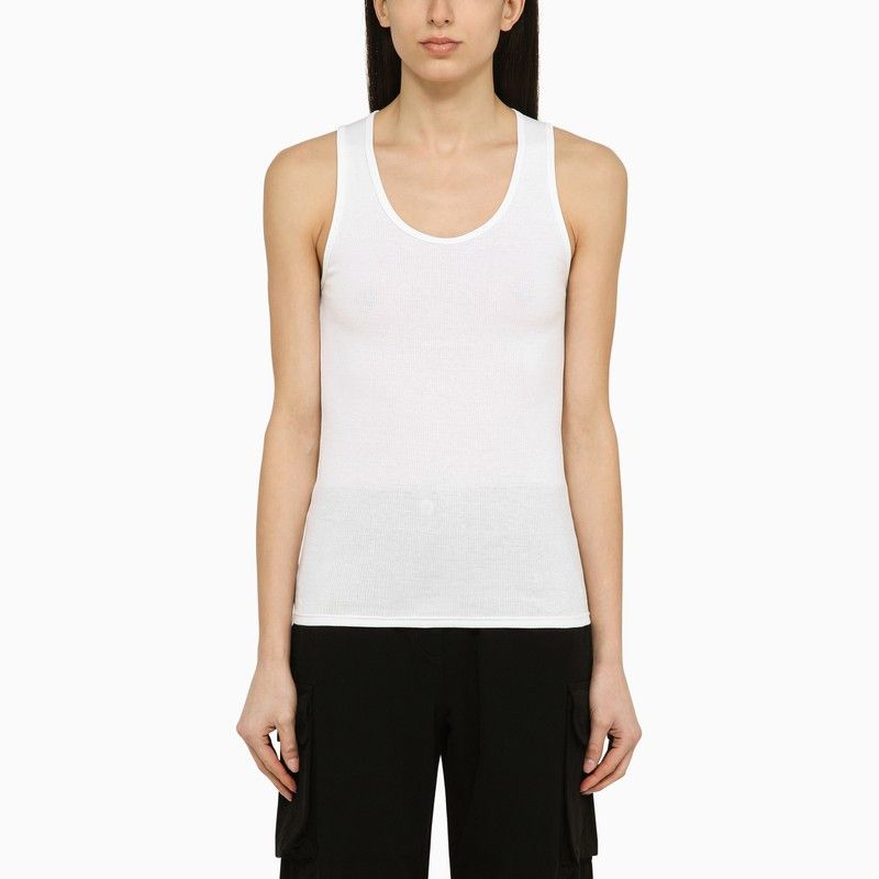 image of Wardrobe NYC Wardrobe.nyc White Cotton Crew-Neck Tank Top, Women's (Size Small)