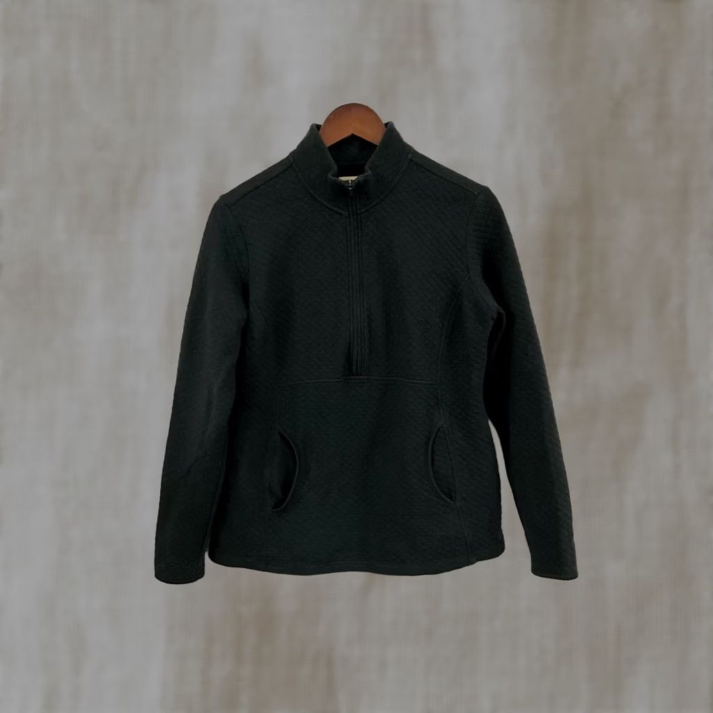The Mountain Blue Mountain Black Quilted Half-Zip Pullover Jacket Mens S Regular Windbreaker Cotton Blend Zip Front Size US S / EU 44-46 / 1 - 1 Thumbnail