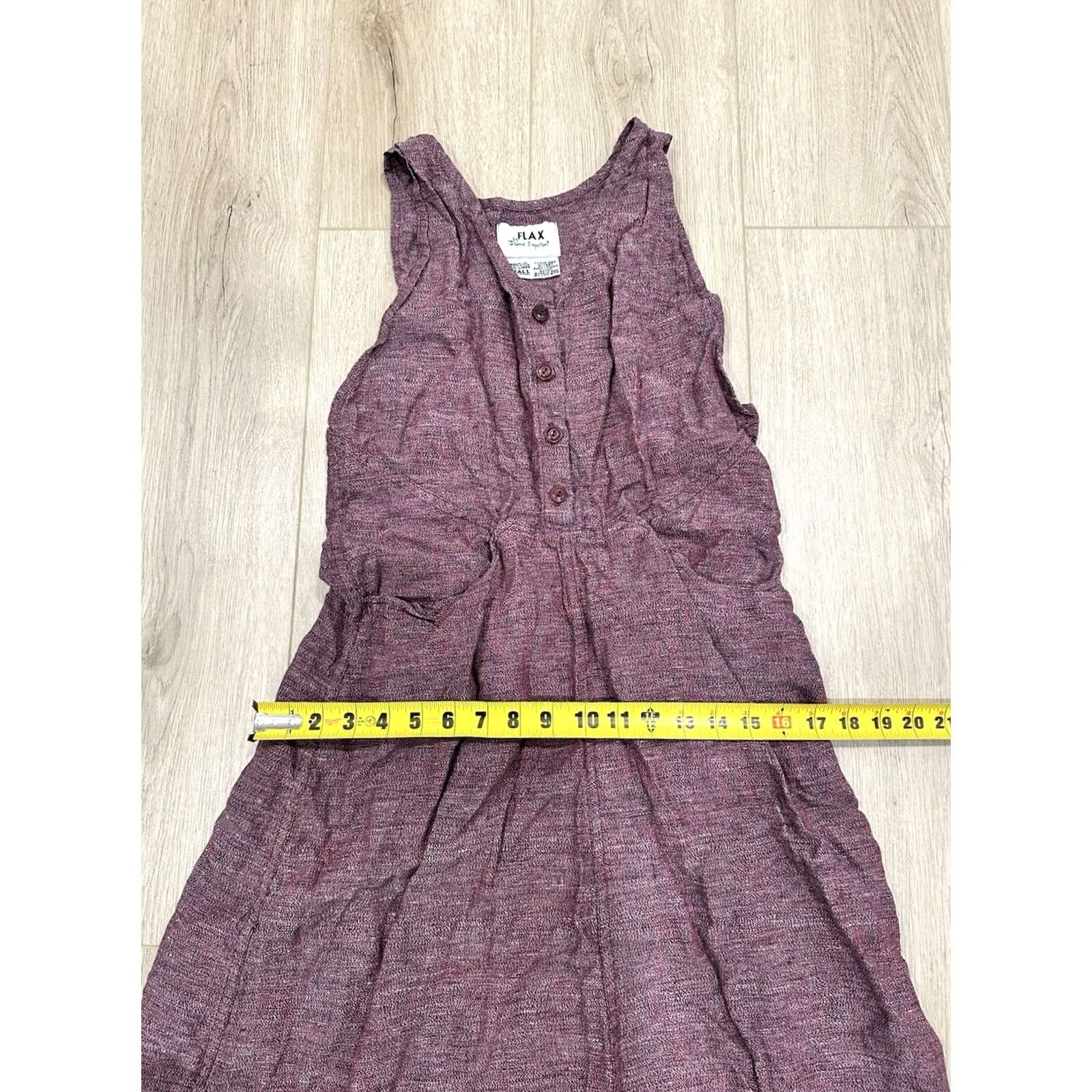 FLAX FLAX by Jeanne Engelhart Plum Linen Dress Sleeveless Button Size Small Women Long Pockets Size 28" / US 6 / IT 42 - 7 Thumbnail
