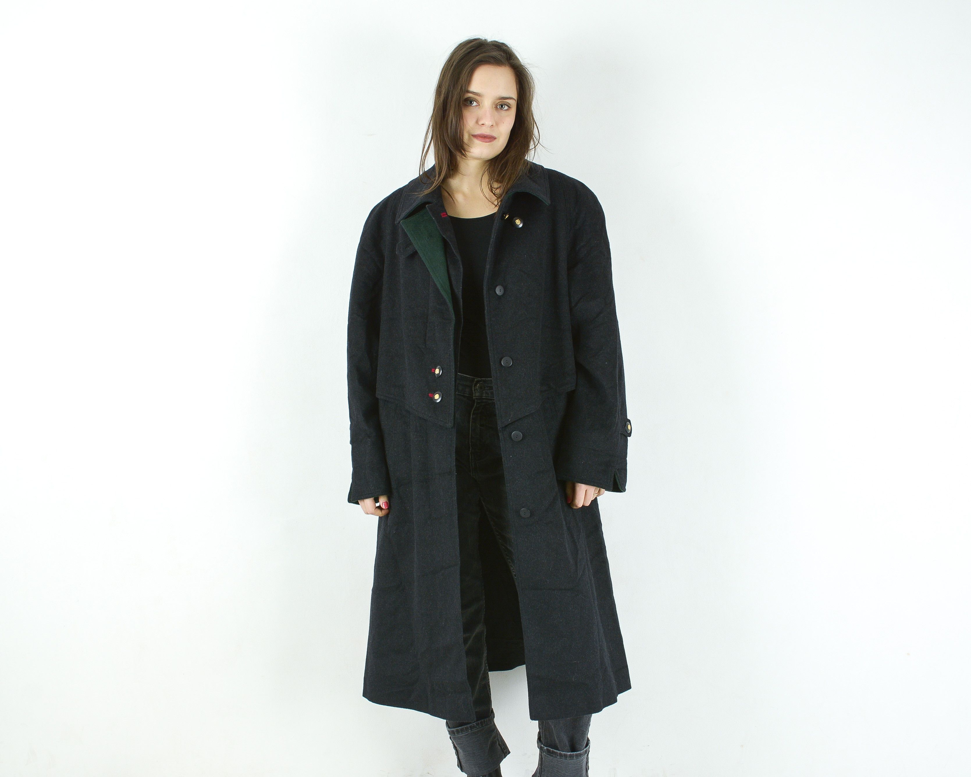 Vintage Original Aquila Alpacca Loden Alpaca Wool Coat Button Up