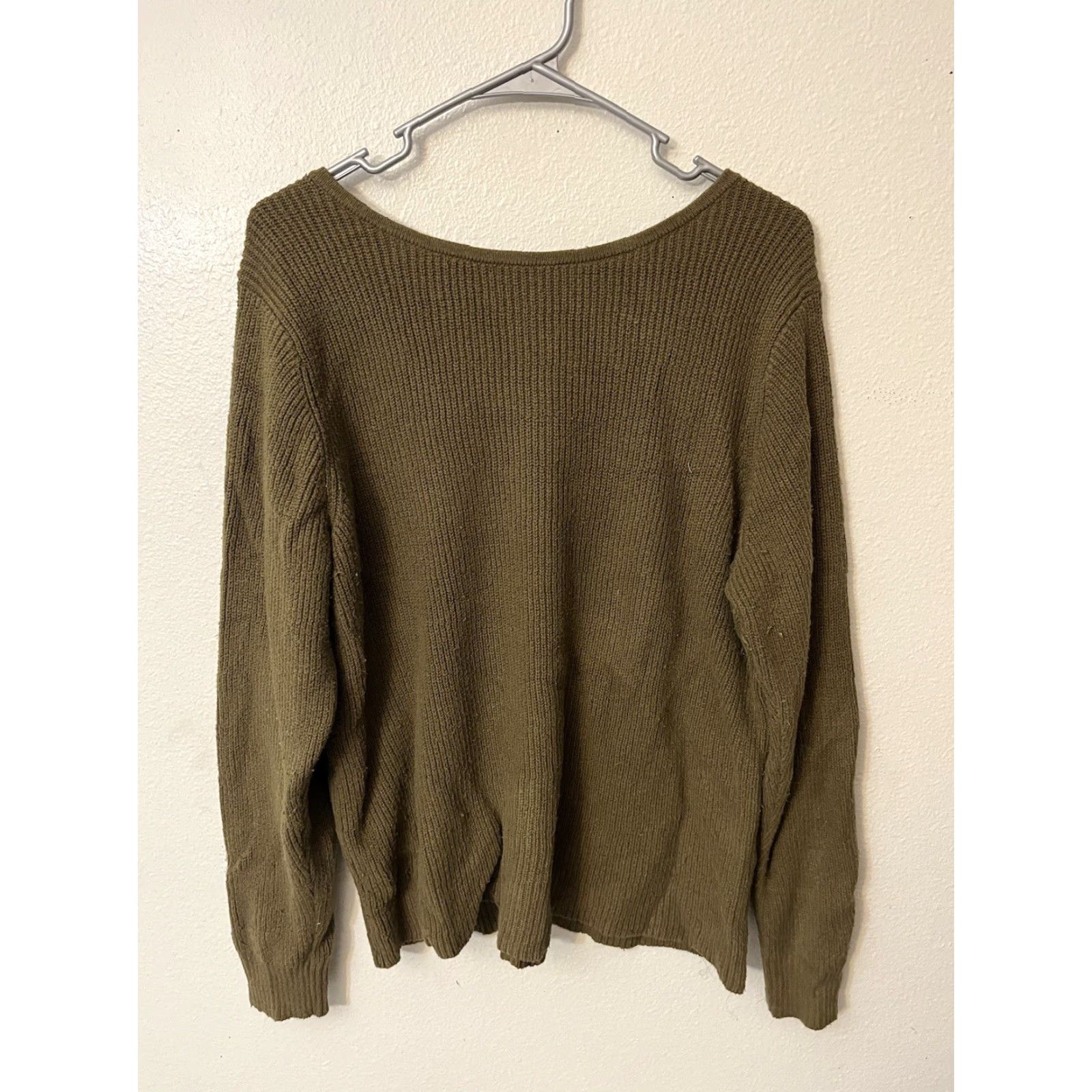 Gap GAP Womens Sweater L Brown Deep V-Neck Knit Stretch Pullover Casual Size L / US 10 / IT 46 - 3 Thumbnail