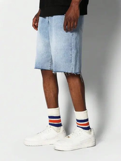 Jean Slim Y2k Shorts Jorts Washed RAW Size US 34 / EU 50 - 1 Thumbnail