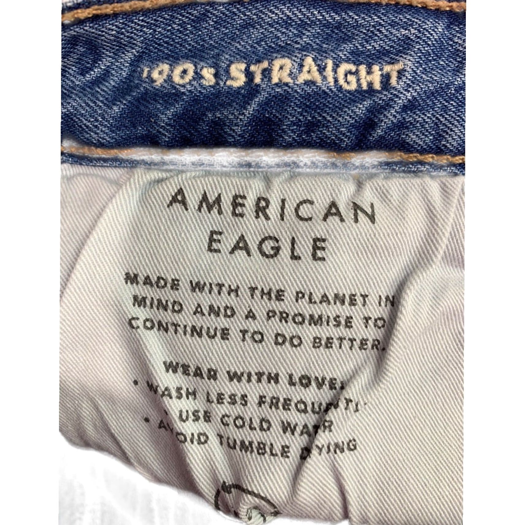 Vintage VINTAGE American Eagle Jeans Womens 90s Straight Leg Denim Size 0 Blue Womens Size 25" / US 0 / IT 36 - 6 Thumbnail