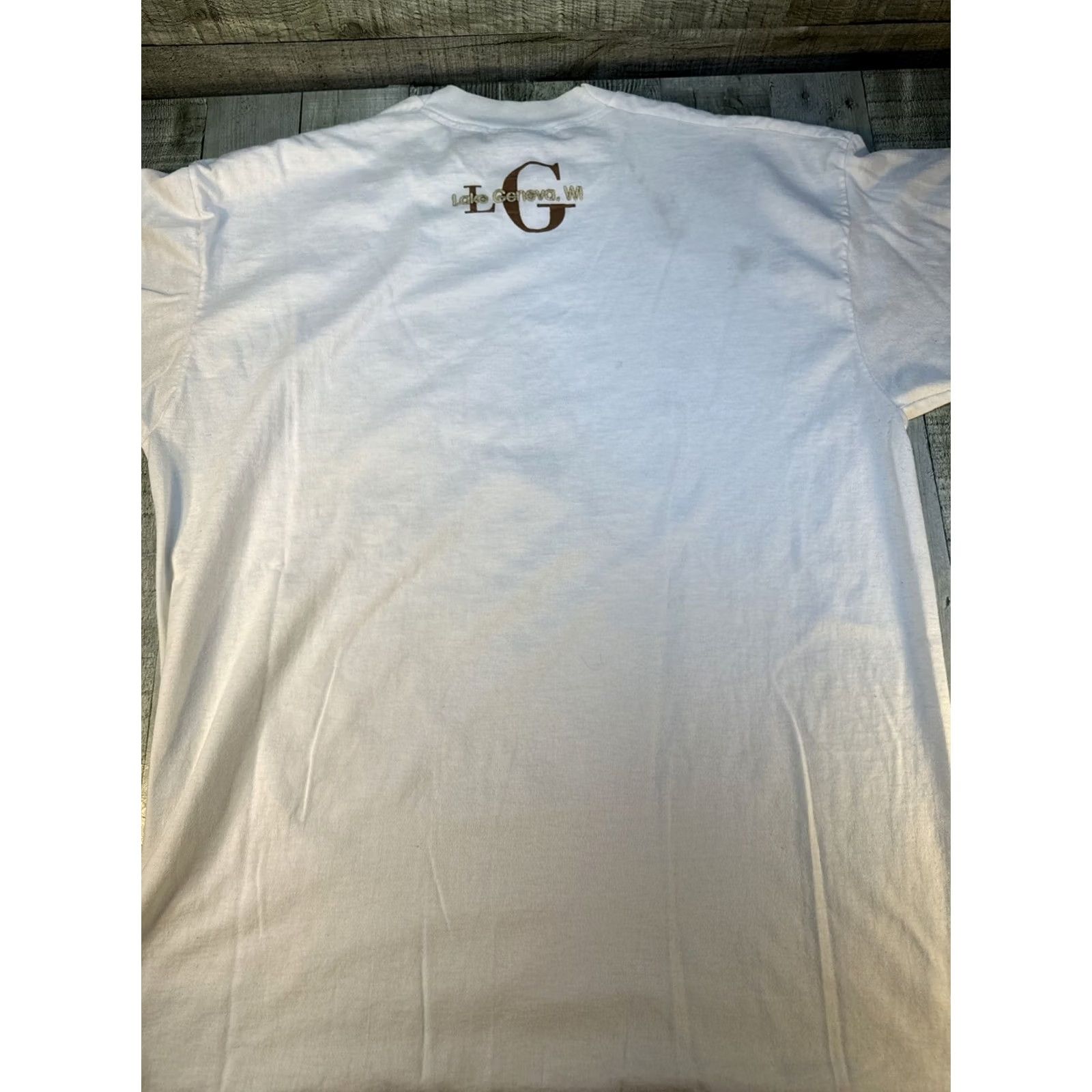 Fruit Of The Loom VINTAGE Lake Geneva WI T-Shirt XL White Fruit of the Loom BEST Logo Tee Mens Shirt Logo Wisconsin Locality Graphic Size US XL / EU 56 / 4 - 3 Thumbnail