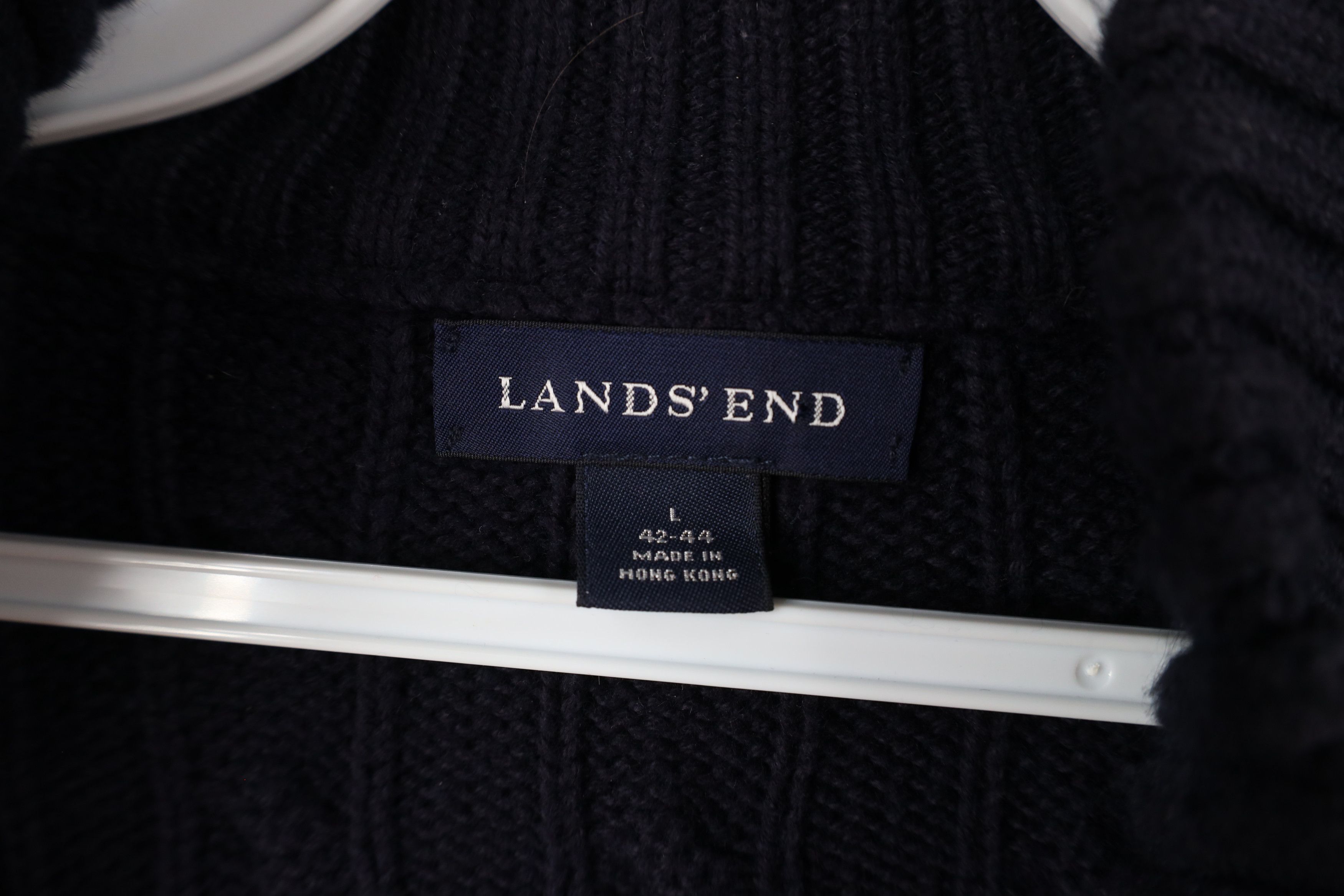 Lands' End × Vintage Vintage 90s Lands End Chunky Cable Knit Half Zip Sweater Size US L / EU 52-54 / 3 - 7 Thumbnail