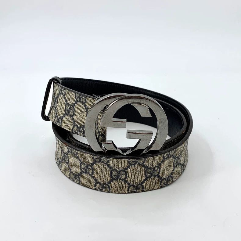 Gucci Gucci Beige logo jacquard print double G buckle belt belt 2 Size ONE SIZE - 1 Thumbnail