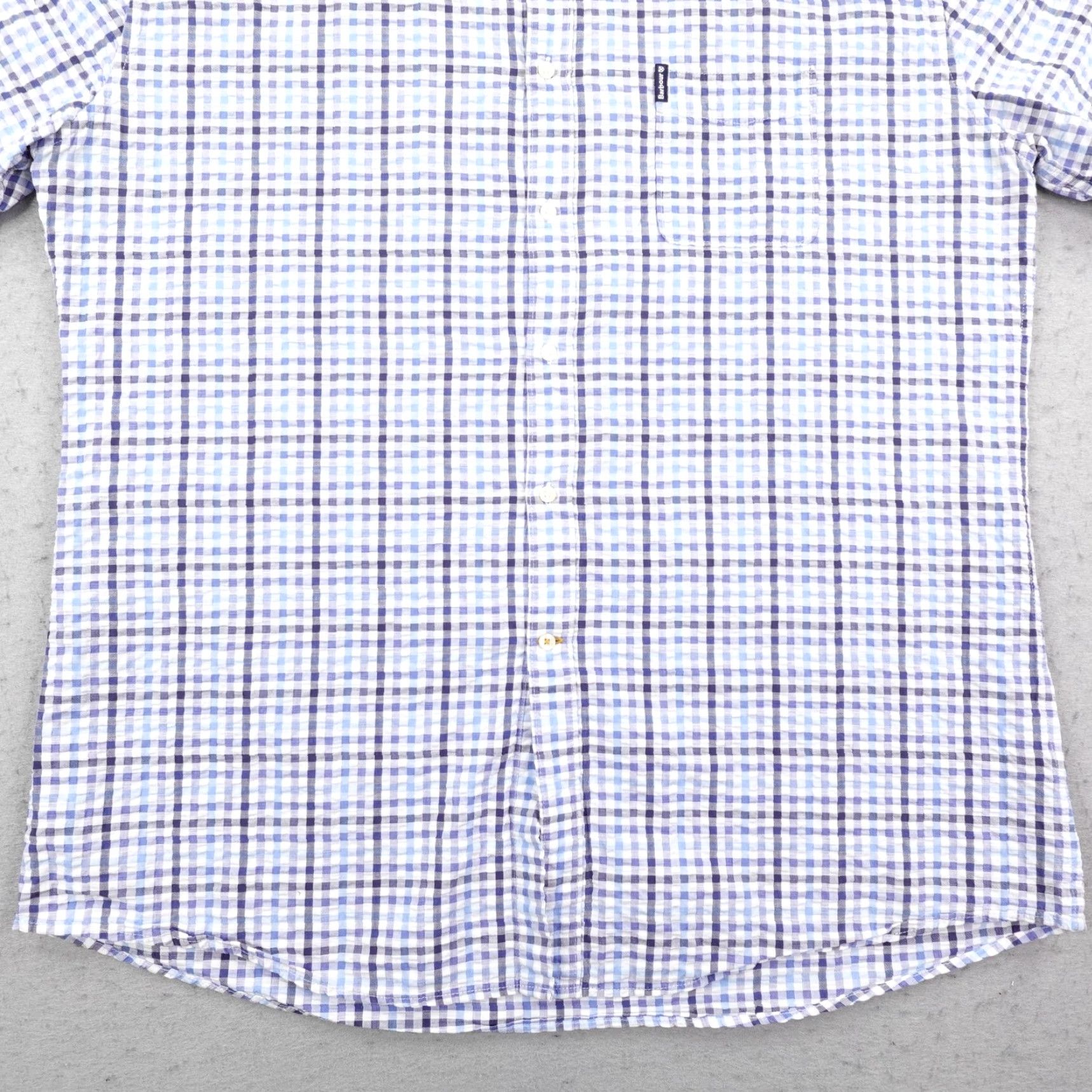 Barbour Barbour Shirt Men 2XL Blue White Seersucker Gingham Plaid Button Up Tailored Fit Size US XXL / EU 58 / 5 - 4 Thumbnail