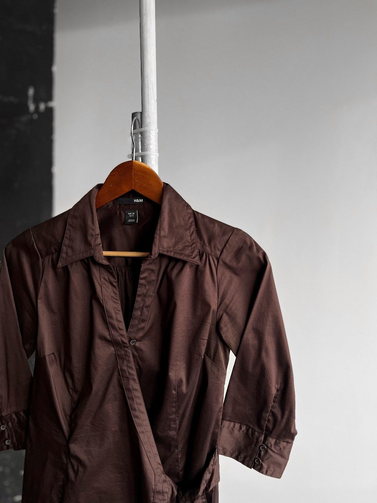 Designer × H&M H&M Womens Dark Brown Wrap Tie Sash Blouse Top Half Sleeve Size S / US 4 / IT 40 - 2 Thumbnail