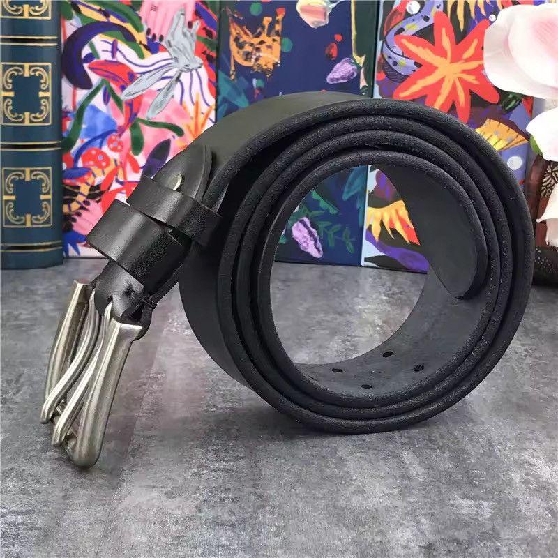 Genuine Leather Super Wide 4.2 CM Thick Genuine Leather Double Buckle Belt Size ONE SIZE - 2 Thumbnail