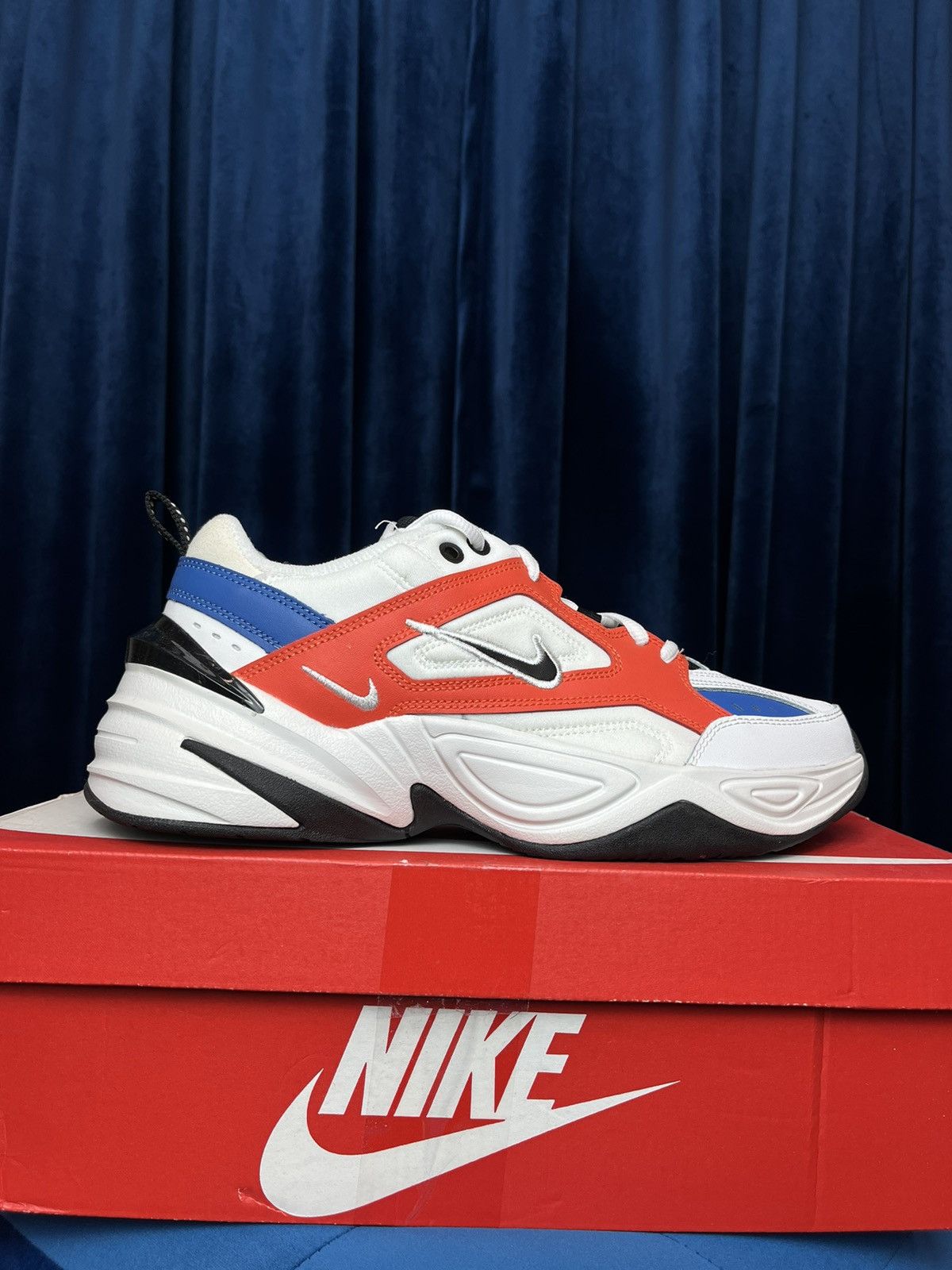 image of Nike M2K Tekno Summit White Team Orange Black Shoes, Men's (Size 9)