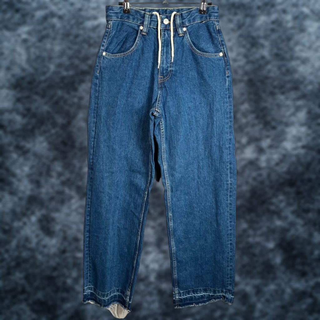 Zara Zara Jeans Womens Denim High-Waisted Blue 28 Inseam 31 5-Pocket Wide-Leg Distressed Vintage? No (Used) - Spring Summer Fall Clothing Women's Jeans Size 28" / US 6 / IT 42 - 1 Thumbnail