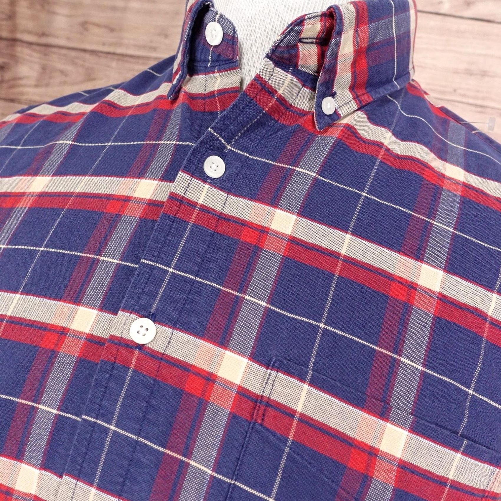 J.Crew J.CREW Shirt Mens M Blue Plaid Long Sleeve Button-Up Slim Oxford 100% Cotton Size US M / EU 48-50 / 2 - 2 Thumbnail