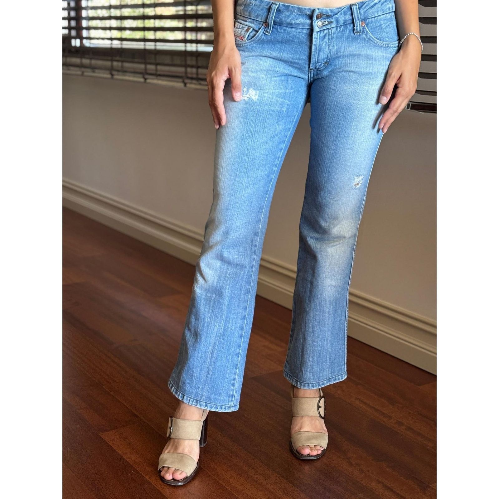 Diesel Diesel Italy Size 30 Flared Crystal Stud Light Blue Y2K Rare Size US 30 / EU 46 - 1 Thumbnail