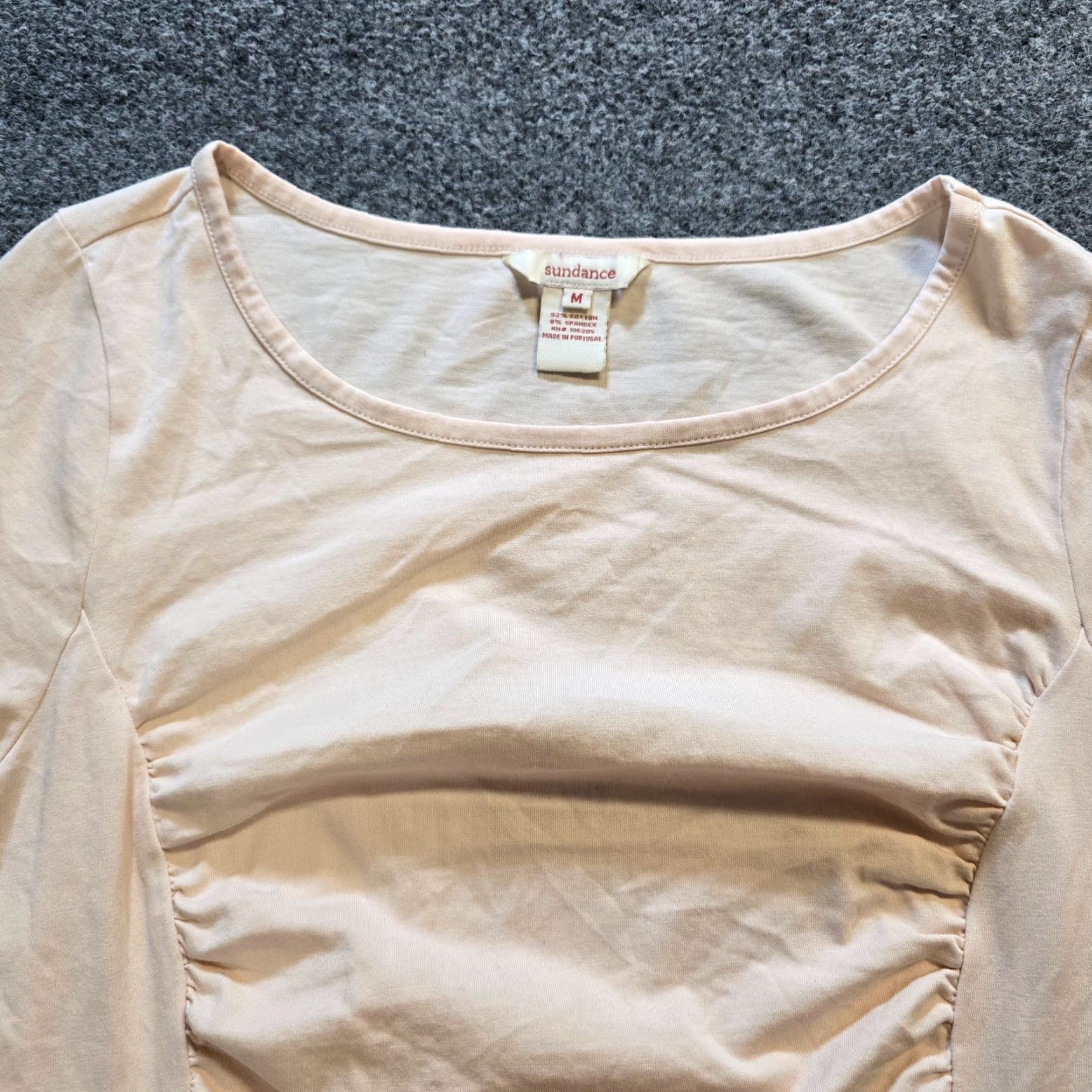 Vintage Sundance Top Womens Medium Beige Cream Ruched Long Sleeve Stretch Capsule Shirt Blouse Casual Womens Size M / US 6-8 / IT 42-44 - 2 Thumbnail