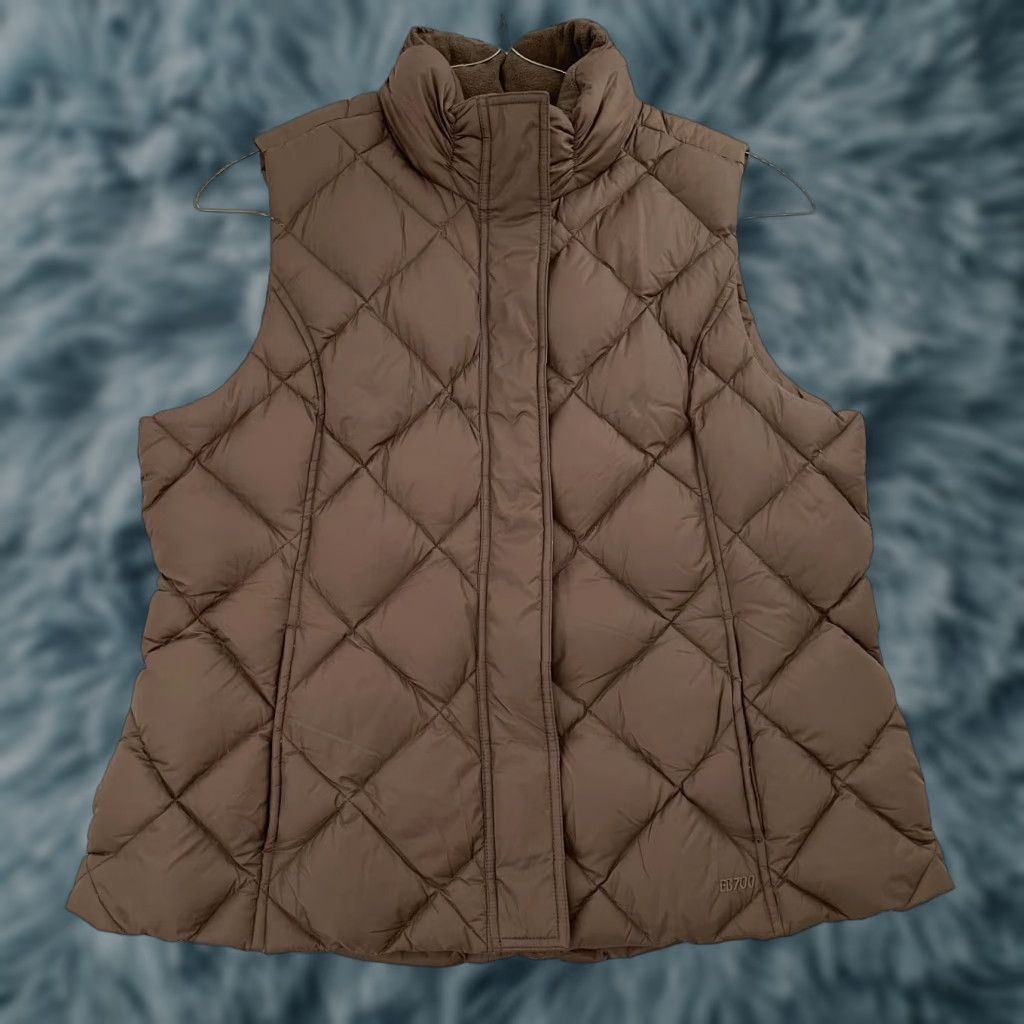 Eddie Bauer Eddie Bauer Jacket Vest Womens XL 700 Fill Power Quilted Goose Down Coat Ladies Brown Nylon Softshell Zip Front Quilted Down Jacket Womens XL Brown Size XL / US 12-14 / IT 48-50 - 1 Thumbnail