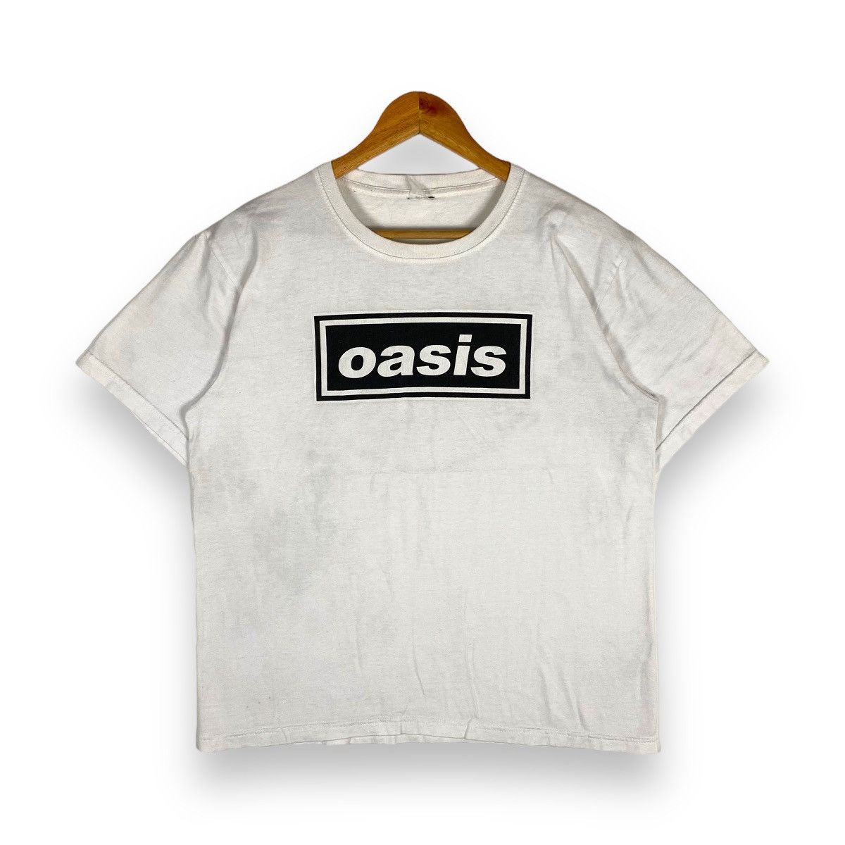 Oasis '1996 Tour Horizontal Stripes' T-shirt Eco Ringer Bianca E Nera - NUOVO - Foto 8