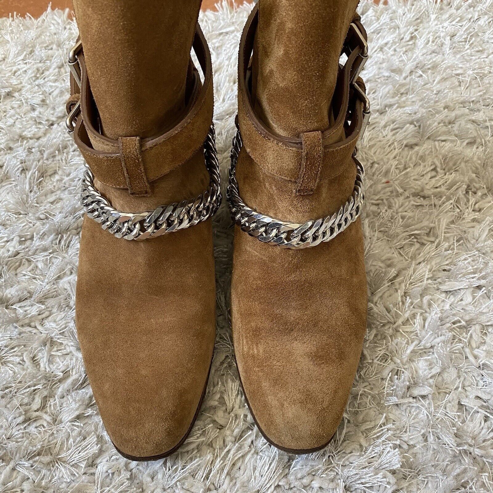 Amiri AMIRI Womens Shoes Tan Brown Suede Buckle Ankle Boots Chain Size US 6 / IT 36 - 2 Thumbnail