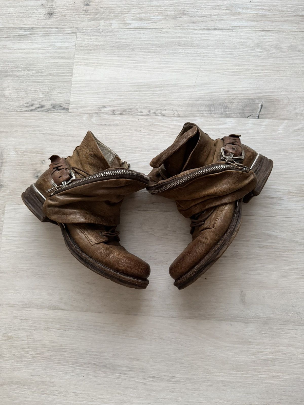 A.S.98 Vintage Italian AS 98 Rick Owens Style Leather Biker Boots Size US 7 / IT 37 - 10 Thumbnail