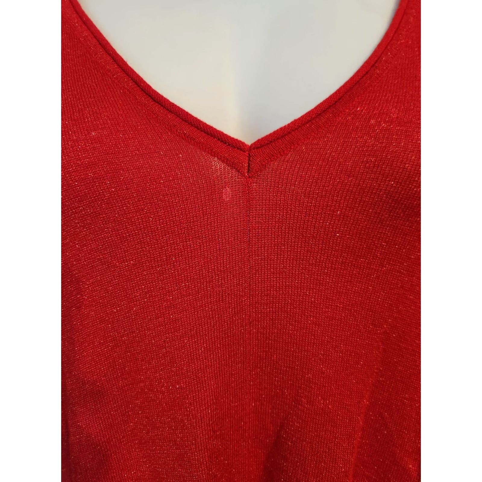 Vintage Lane Bryant Sweater Women Plus 1X 14/16 Red Metallic 3/4 Sleeve Lightweight Top Size XL / US 12-14 / IT 48-50 - 2 Thumbnail