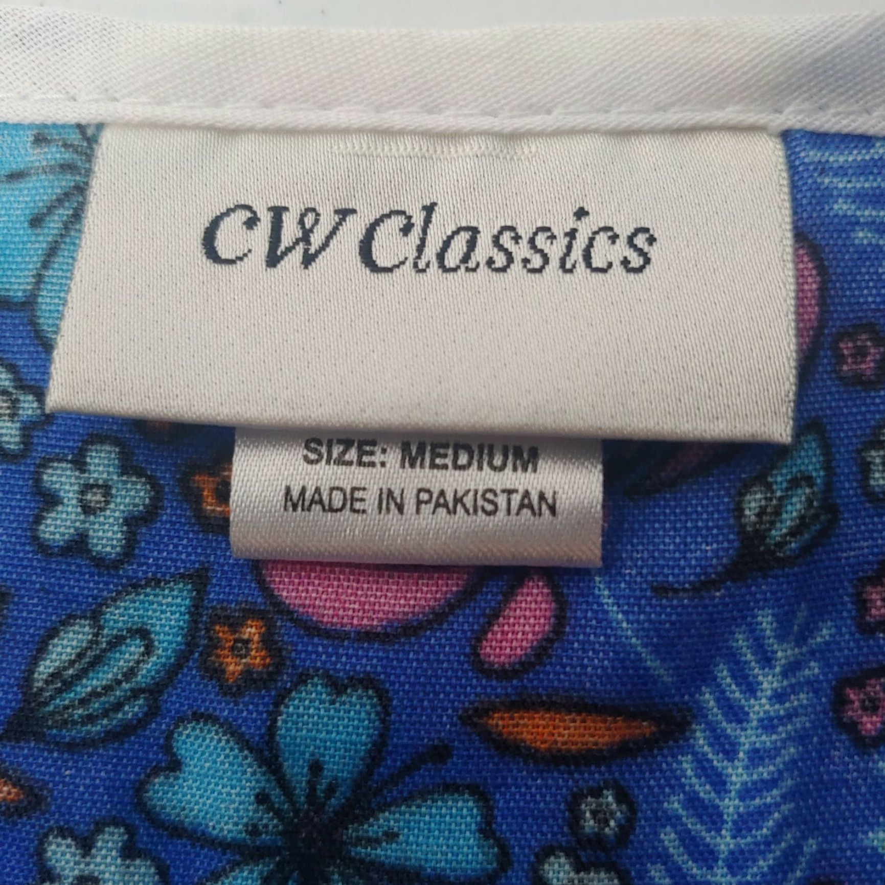Vintage CW Classics Smock Women Medium Blue Pink Floral Sleeveless Pearl Snap Workwear Size M / US 6-8 / IT 42-44 - 6 Thumbnail