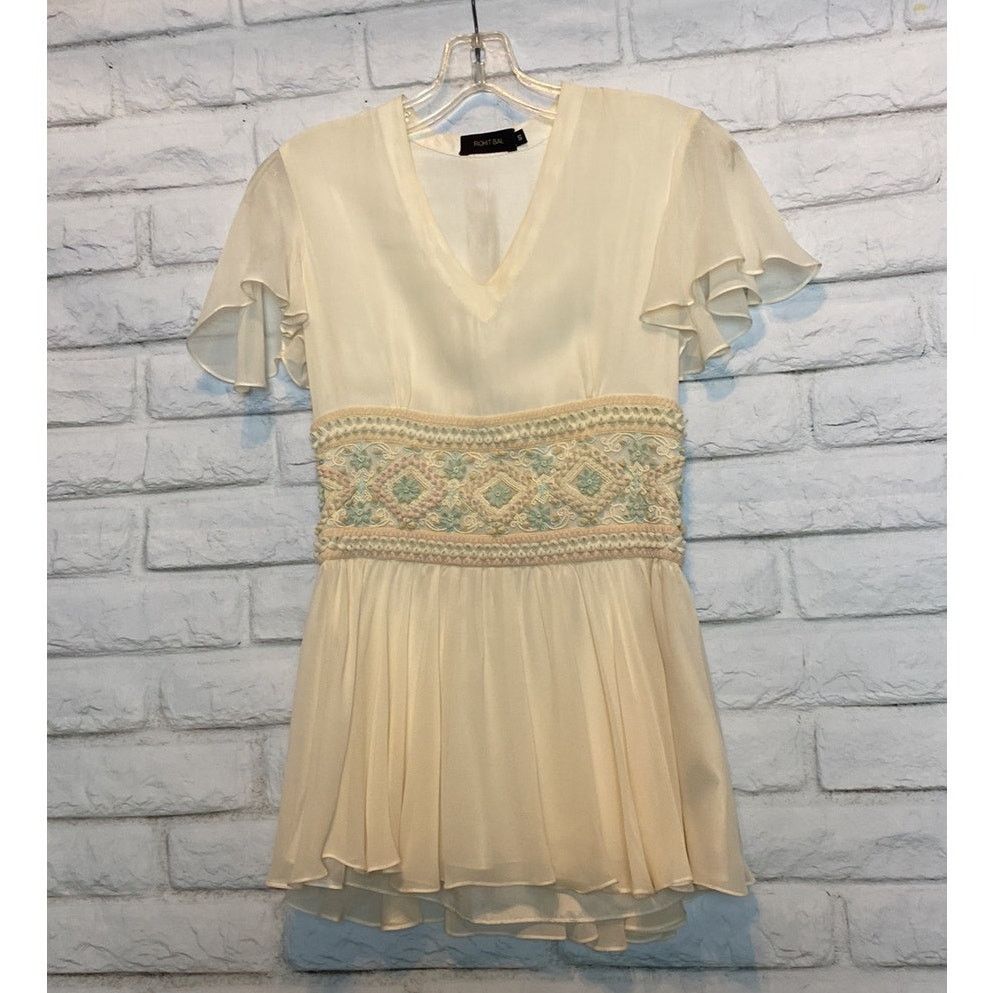 Unknown London Designer Rohit Bal 100% Pure Silk Boho Blouse Small in Ivory Size S / US 4 / IT 40 - 3 Thumbnail