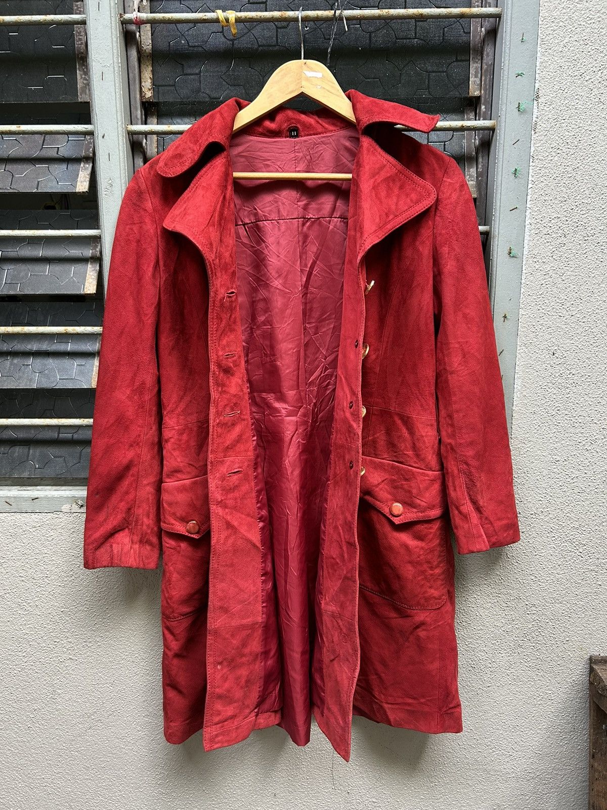 Designer Vintage Angel Red Leather Coat Size S / US 4 / IT 40 - 5 Thumbnail