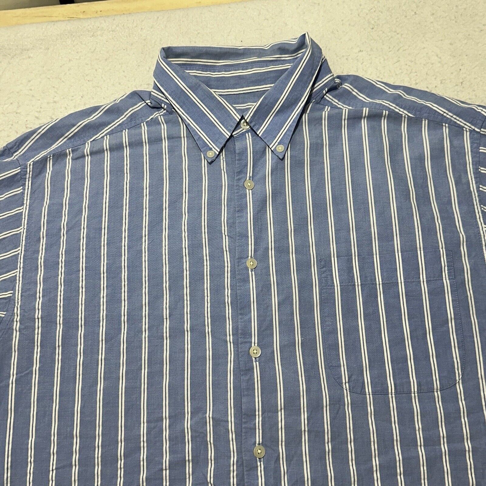 Other Talbots XL Button Down Shirt Light Blue White Striped Cotton Size US XL / EU 56 / 4 - 2 Thumbnail