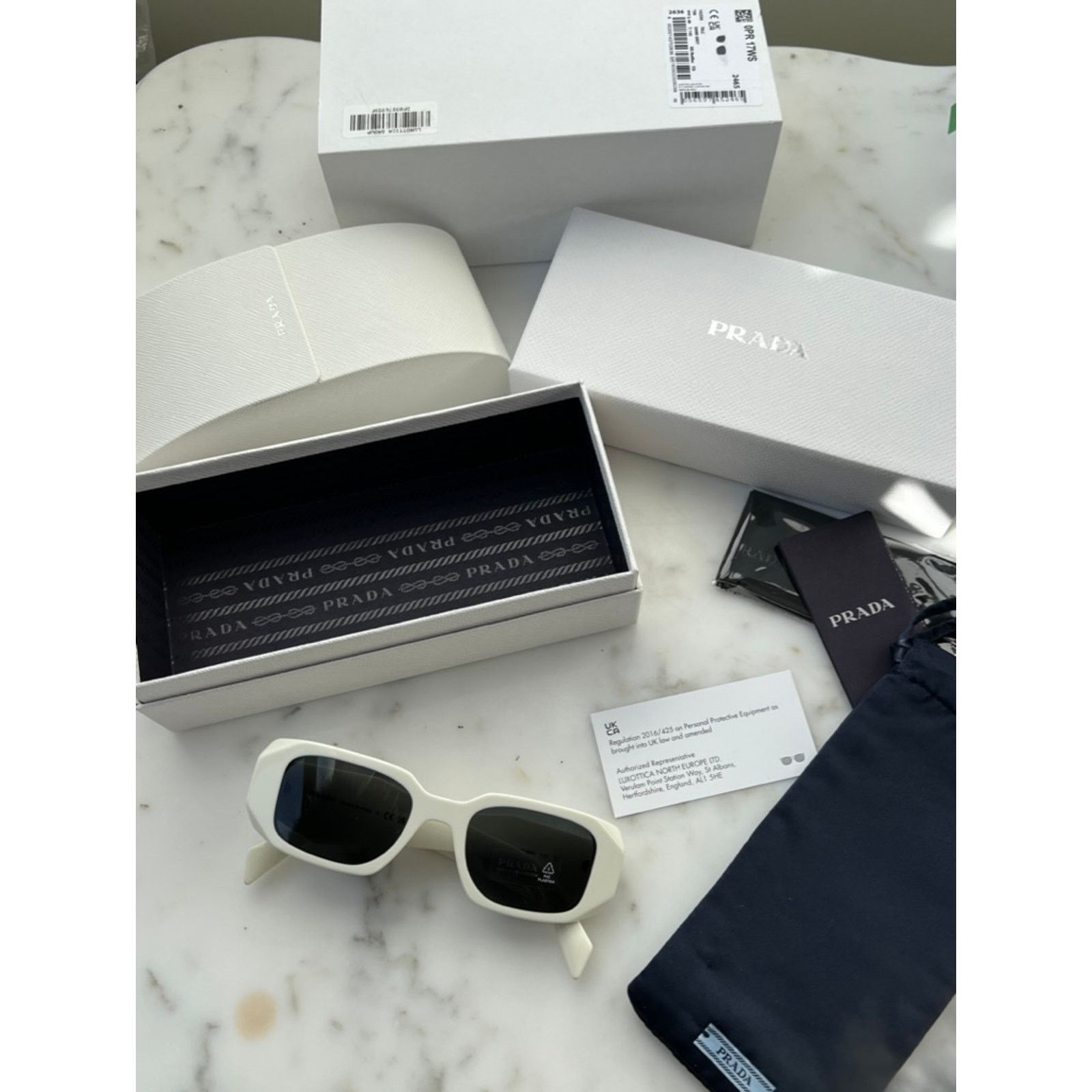 Prada NEW Prada PR17WS Sunglasses in White Talc Size ONE SIZE - 7 Thumbnail