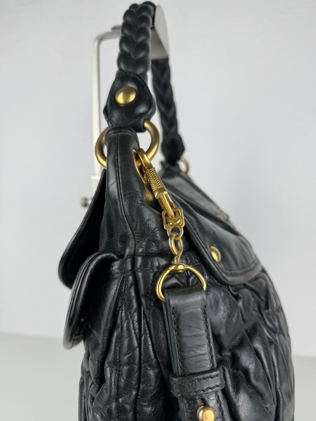 Miu Miu Miu Miu matelasse pleated leather coffer bag in deep green Size ONE SIZE - 14 Thumbnail