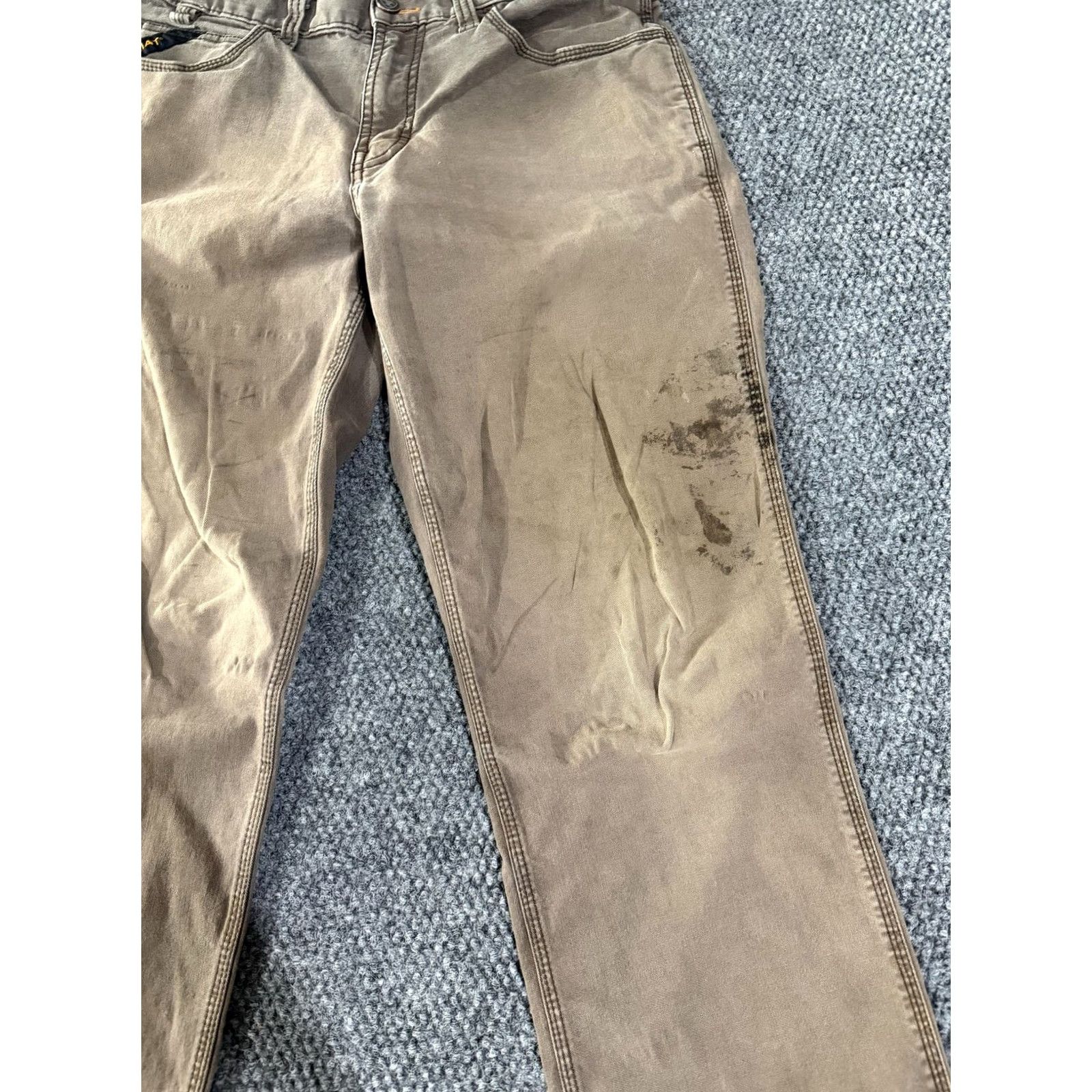 Ariat Ariat Rebar M4 Mens Pants 32x34 Brown Relaxed Straight Canvas Carpenter Workwear Size US 32 / EU 48 - 3 Thumbnail