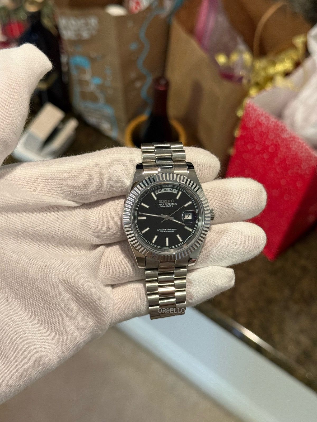 Seiko Seiko watch mod daydate classic black 39mm Size ONE SIZE - 4 Thumbnail