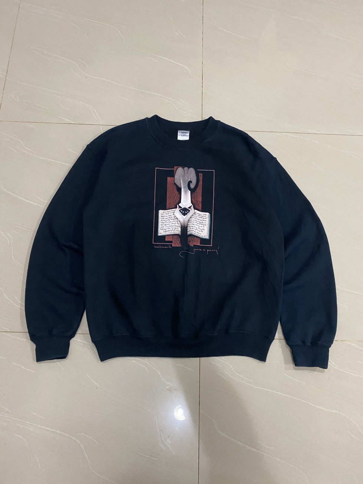Gildan Vintage Jamies Perry Cat Artist Sweatshirt Size US M / EU 48-50 / 2 - 1 Thumbnail