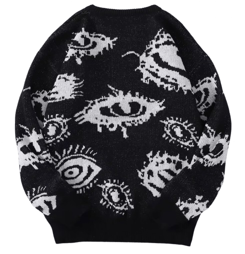 Japanese Brand Streetwear Abstract Eyes Jacquard Knitted Sweatshirt Size US XL / EU 56 / 4 - 2 Thumbnail