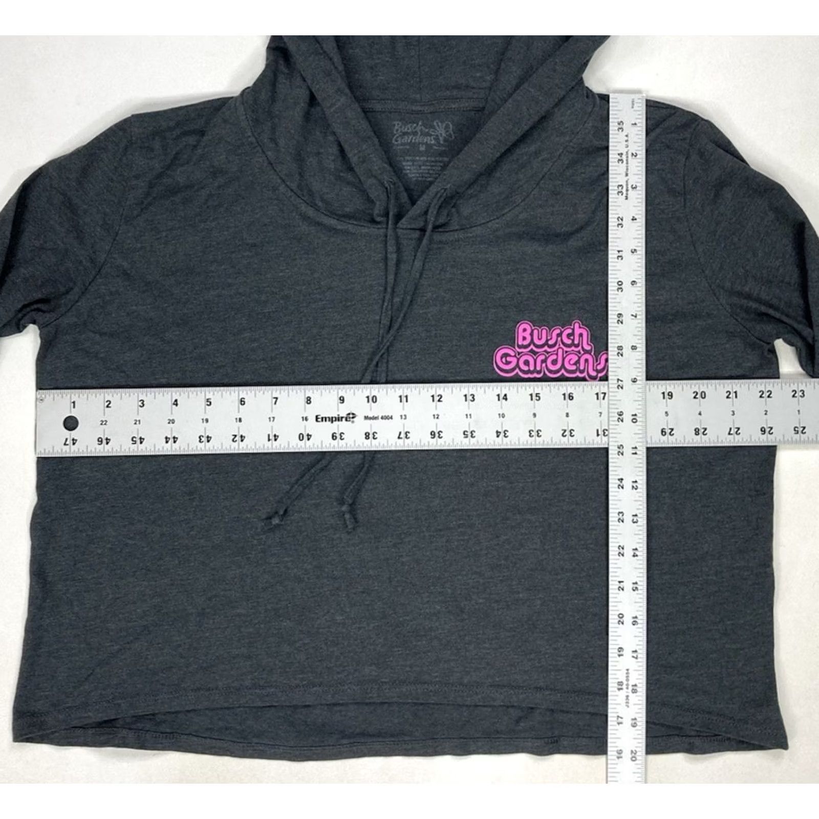 Vintage Busch Gardens Hooded Pullover Graphic Graphic Print Logo Lightweight Crop Hoodie Women Medium Gray Pullover Hoodie? Size M / US 6-8 / IT 42-44 - 6 Thumbnail