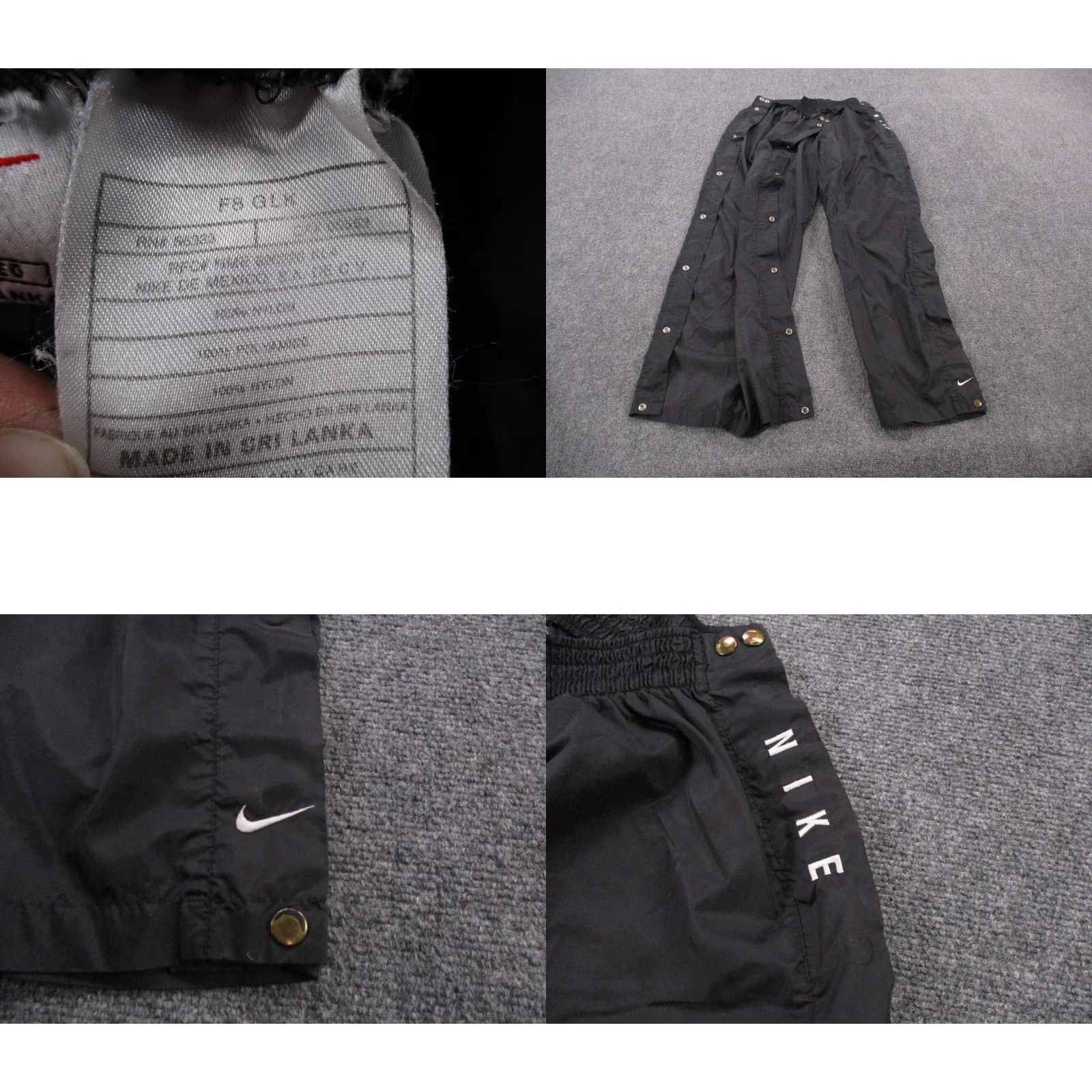 Nike Nike Pants Track Pants Mens XL Black Narrow Snap Windbreaker Style Vintage 90s Y2K Size US 31 - 8 Thumbnail