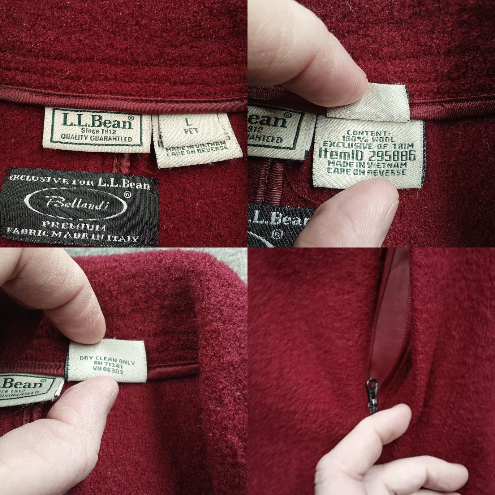 Vintage VINTAGE L.L. Bean Pea Coat Women Petite Large Wool Red 90s Classic Bellandi Boiled Wool Size L / US 10 / IT 46 - 8 Thumbnail