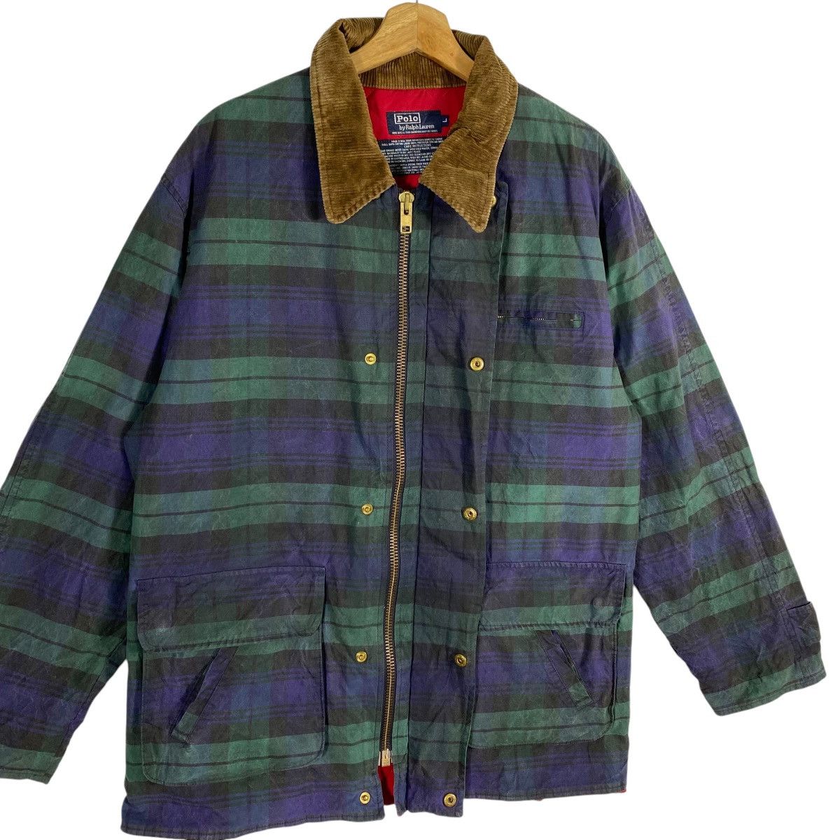 Polo Ralph Lauren × RRL Ralph Lauren × Vintage Vintage 90s Polo Ralph Lauren Oilskin Waxed Plaid Field Size US L / EU 52-54 / 3 - 6 Thumbnail