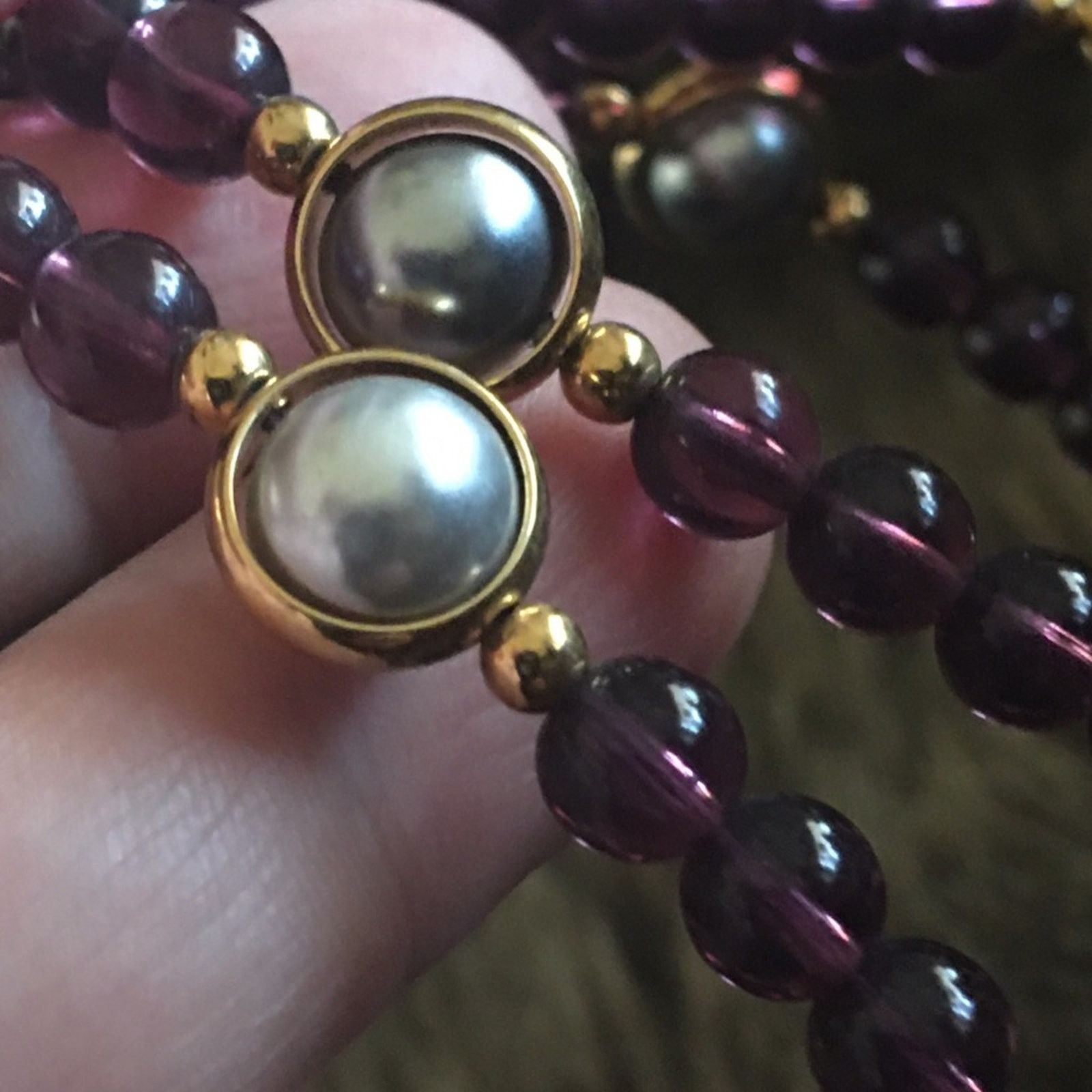 Vintage Vintage Avon faux amethyst and swivel pearl bead necklace Size ONE SIZE - 7 Thumbnail