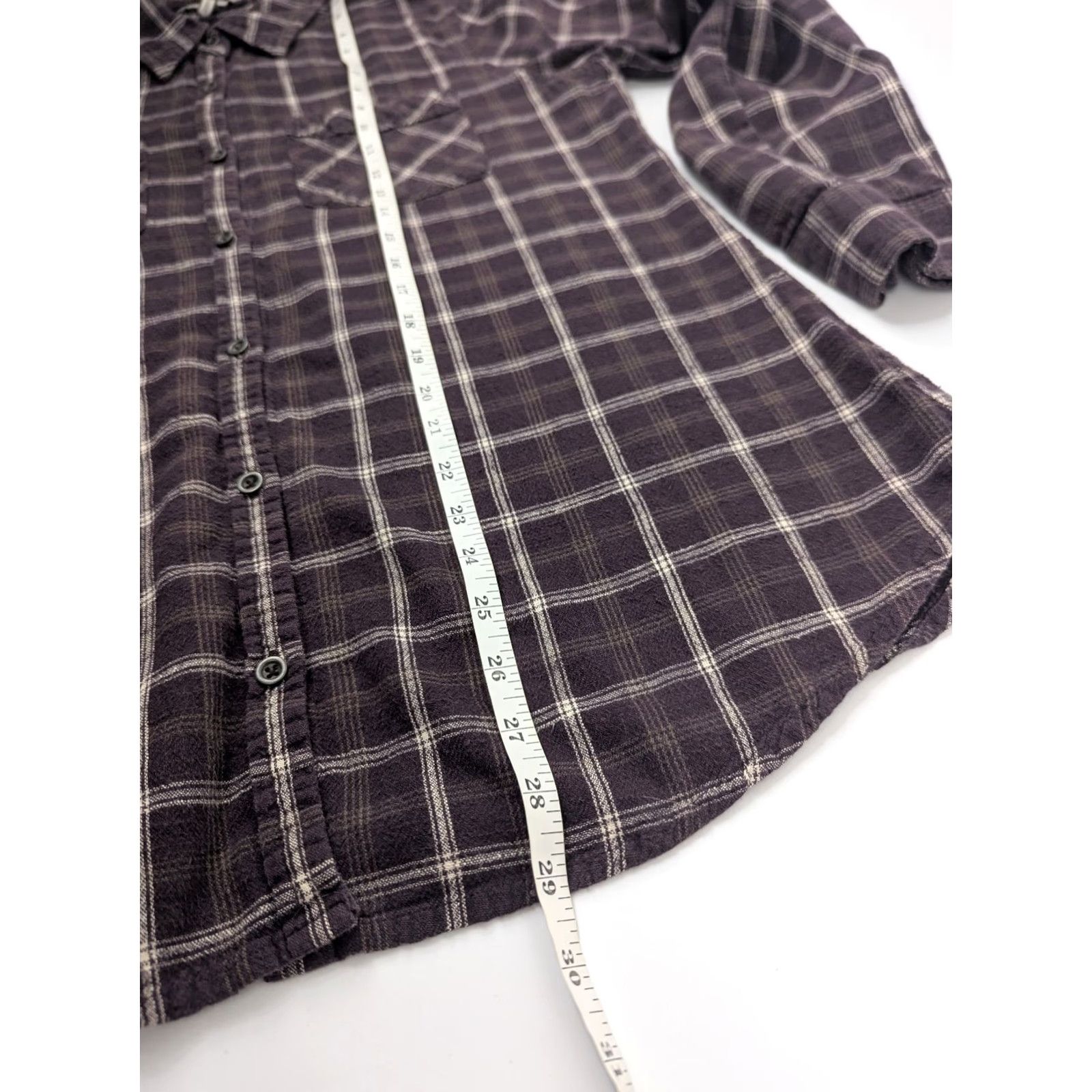 BKE BKE Button-Up Shirt Burgundy Brown Plaid Long Sleeve Women’s Size L/XL Knit 100% Cotton Casual Fall Spring Summer Winter Size L / US 10 / IT 46 - 5 Thumbnail