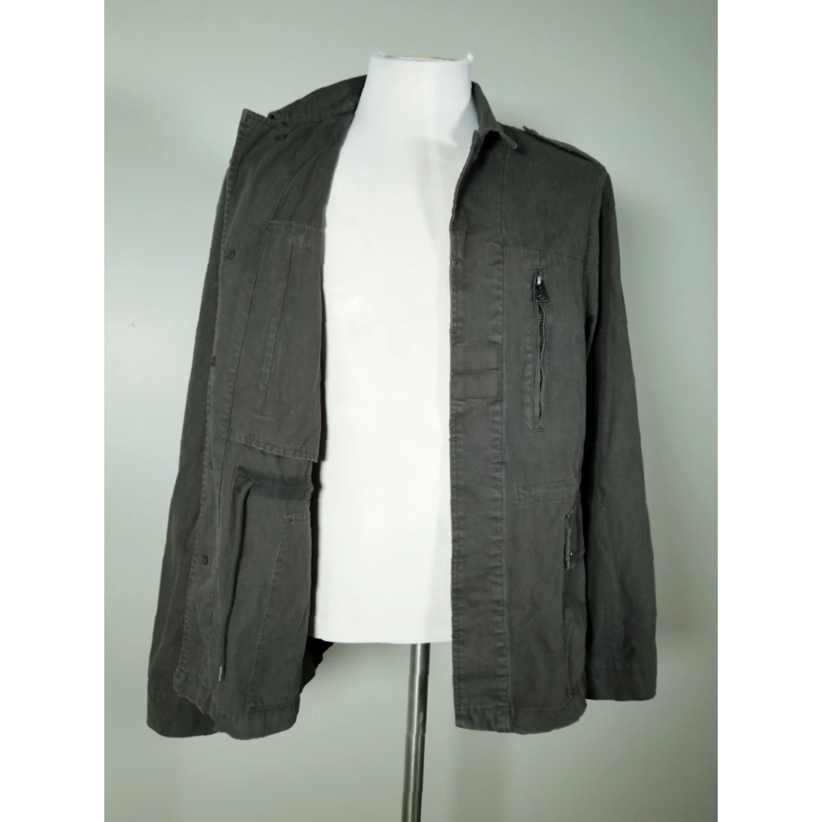 Allsaints ALLSAINTS Sport Coat Jacket Men Olive Green Cotton 4 Pocket Four-Button Notch Lapel Hunting/Business Casual L Reg Size US L / EU 52-54 / 3 - 4 Thumbnail