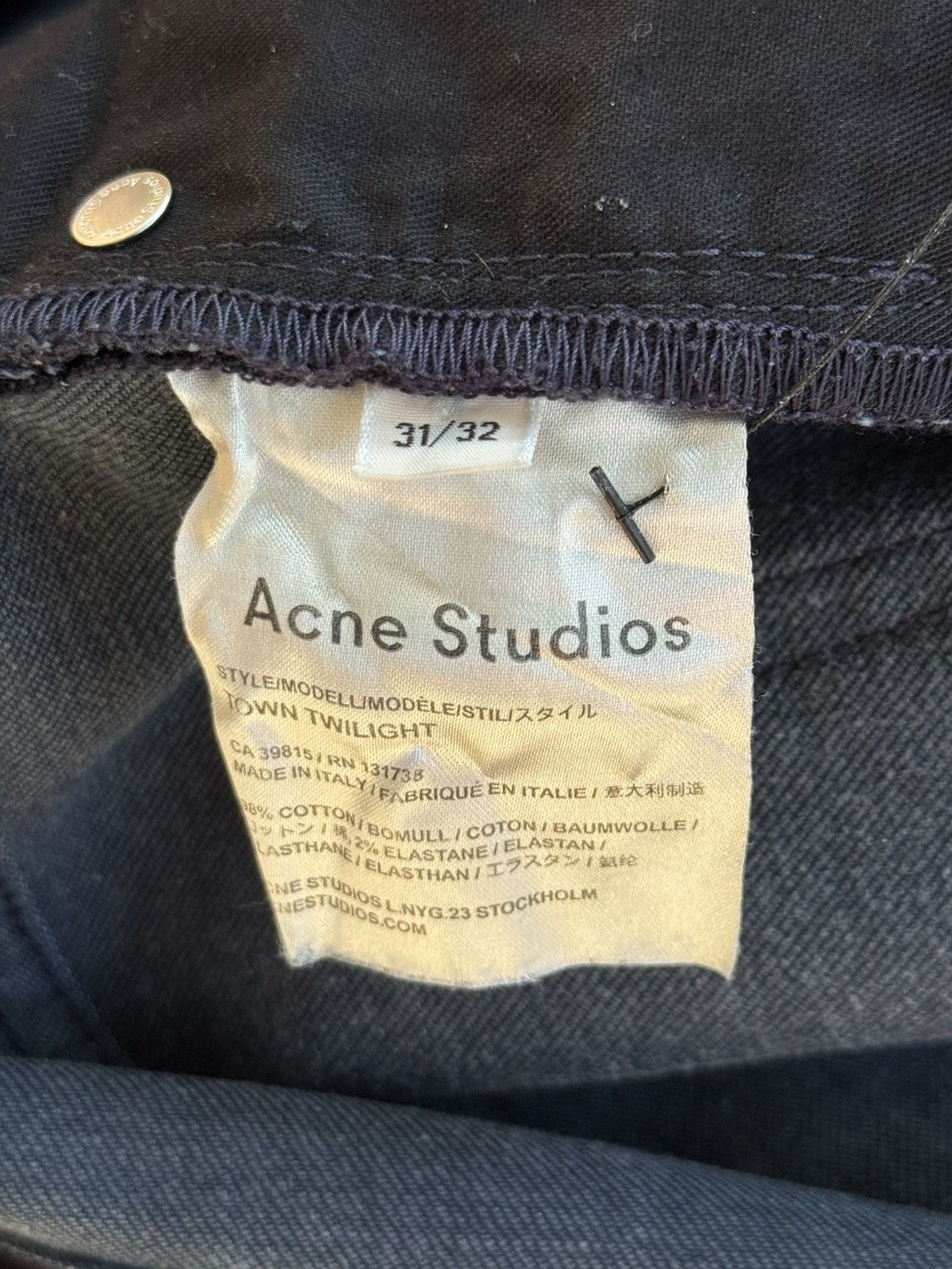 Acne Studios Navy Blue Straight Cut Town Twilight Denim Jeans Size US 31 - 6 Thumbnail