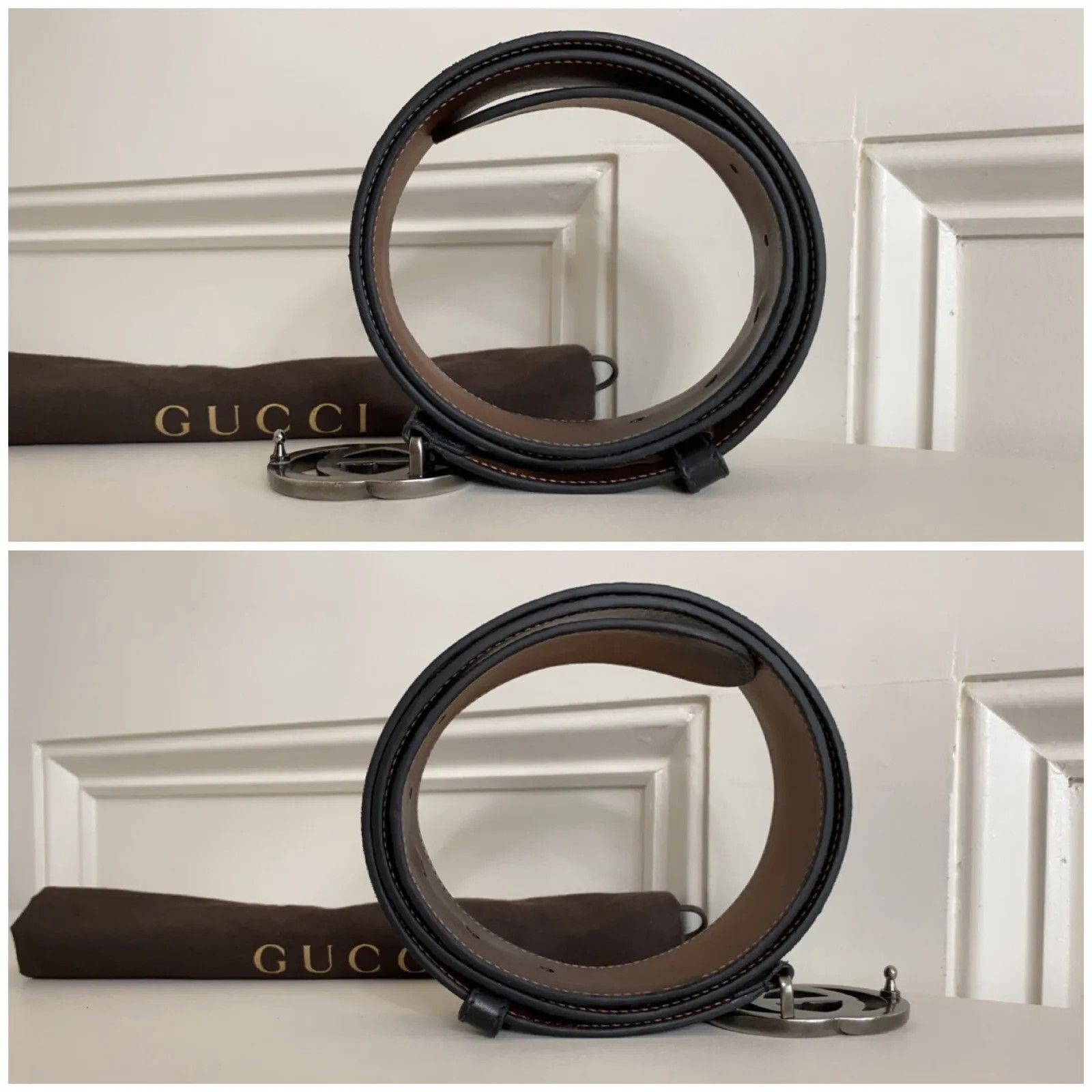 Gucci Gucci Black GG Supreme Monogram Interlocking G Buckle Belt Size 32 - 2 Thumbnail