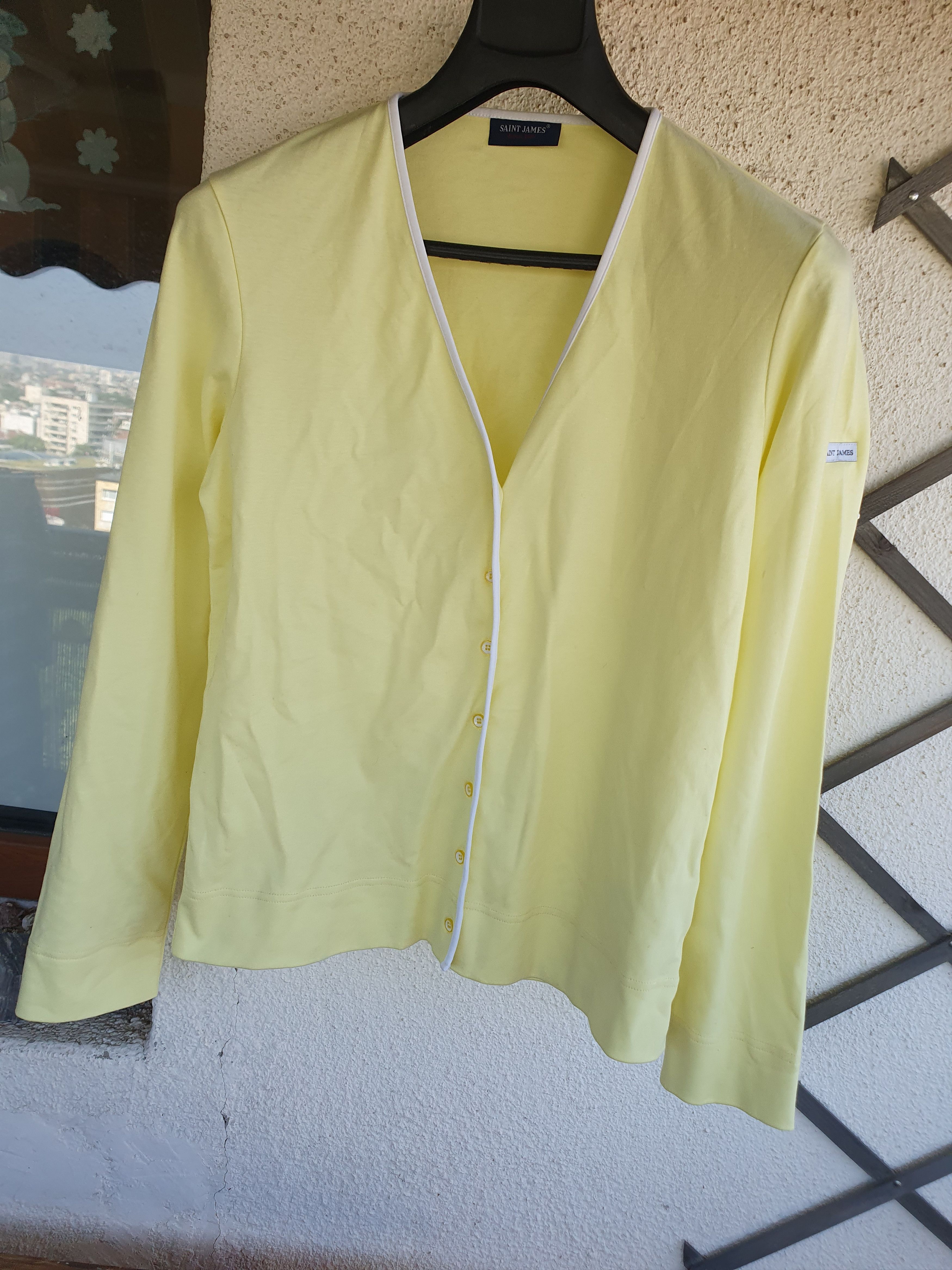 Saint James × Swagger Saint James Yellow Cotton Cardigan Top sz 10 Size L / US 10 / IT 46 - 6 Thumbnail