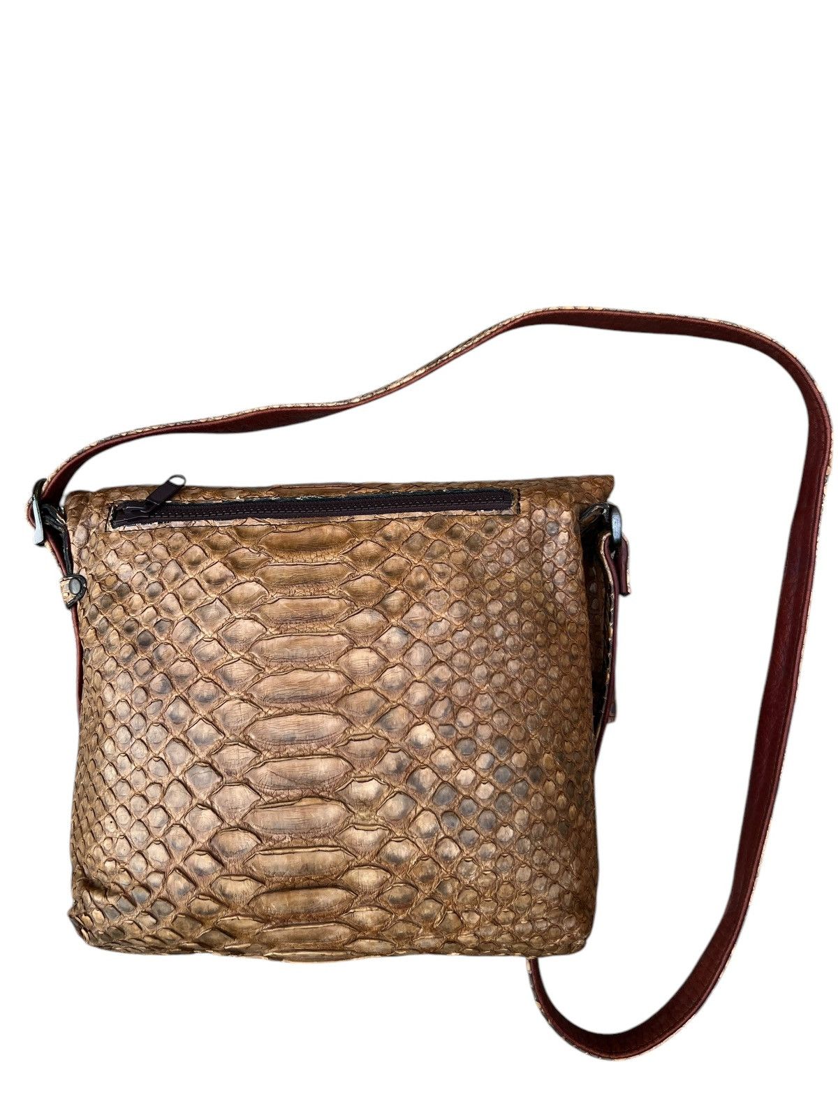 Leather Vintage Unknown Japan Brand Patina Python Skin Leather Bag Size ONE SIZE - 9 Thumbnail