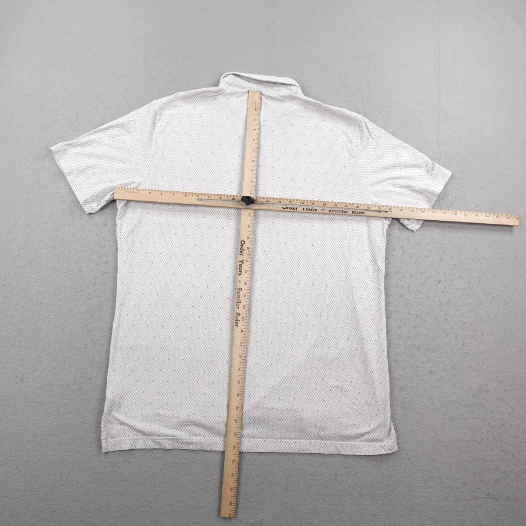 johnnie-O Johnnie O Performance Polo Shirt Mens XL White Gray Geometric Print Linxter Outdoor Sports Size US XL / EU 56 / 4 - 7 Thumbnail